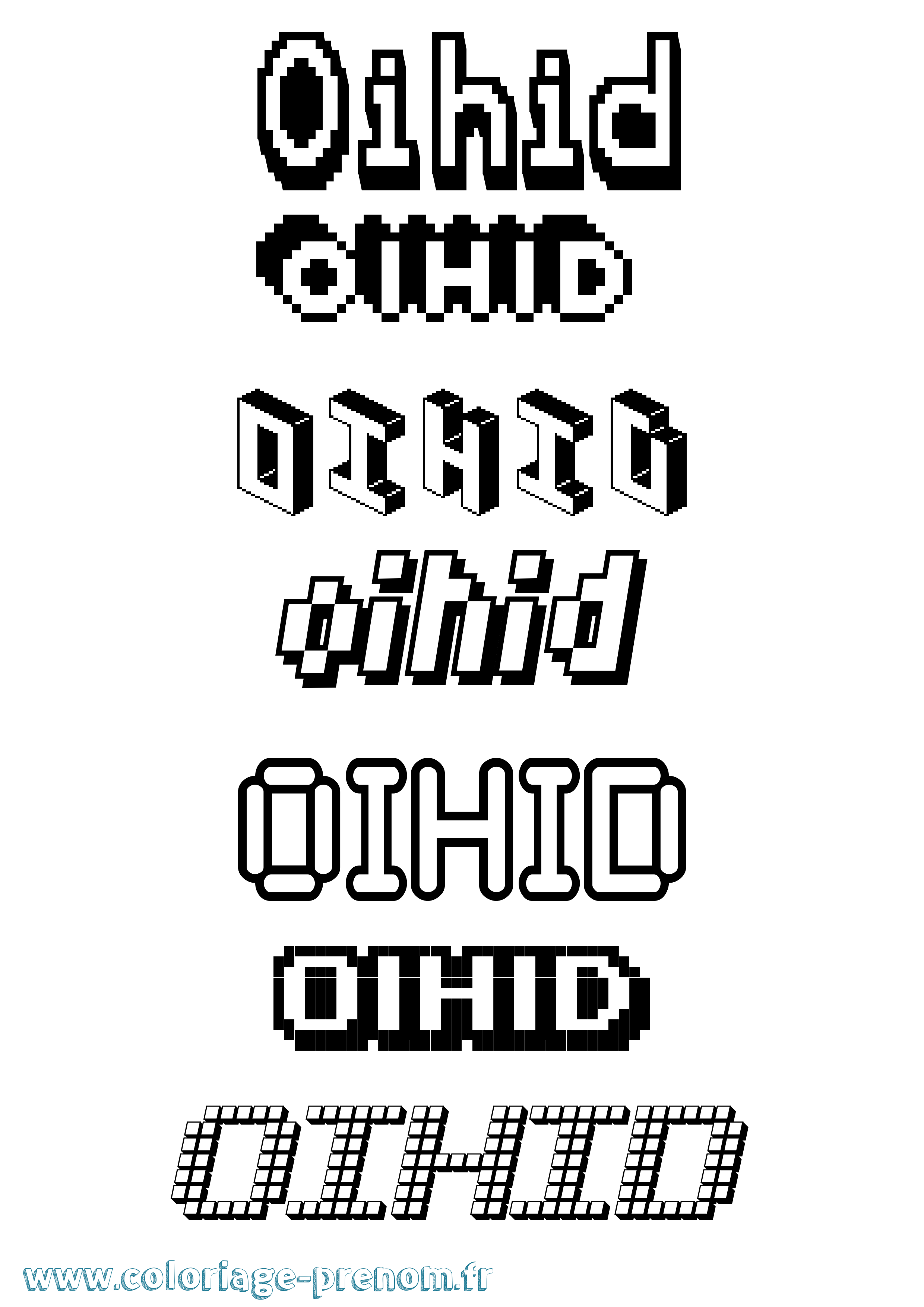 Coloriage Oihid Pixel Coloriage prénom Oihid Pixel