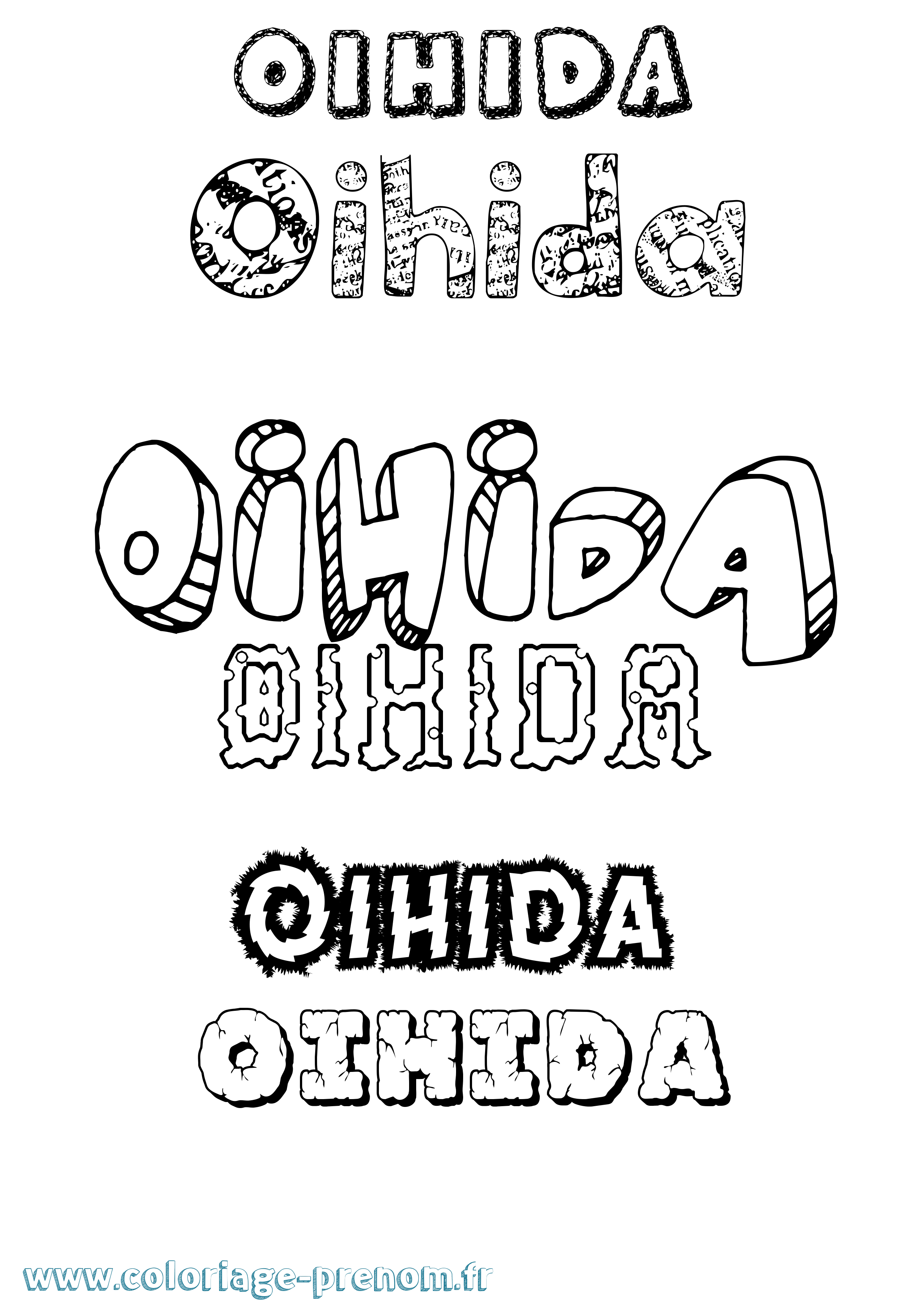 Coloriage Oihida Destructuré Coloriage prénom Oihida Destructuré