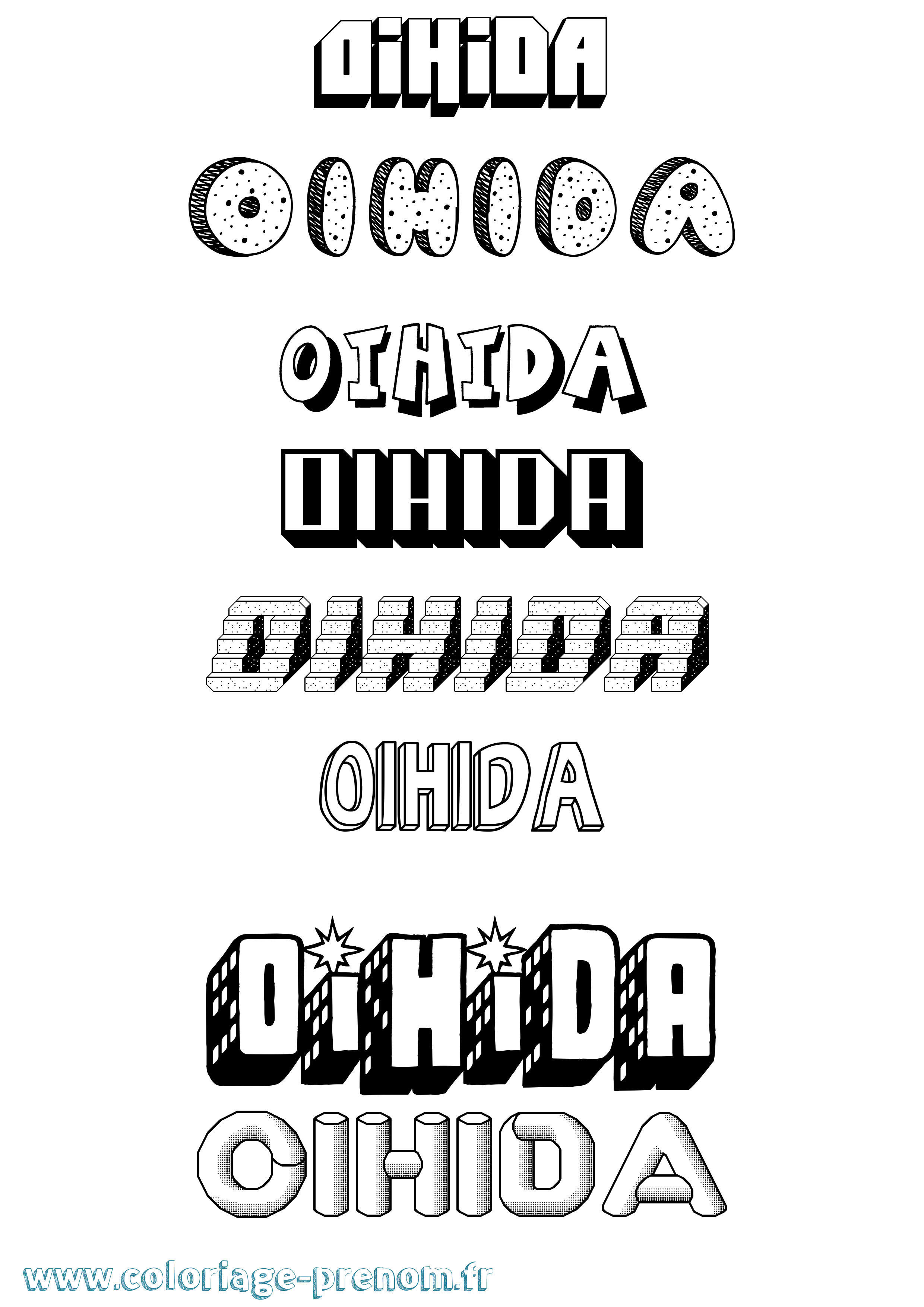 Coloriage Oihida Effet 3D Coloriage prénom Oihida Effet 3D