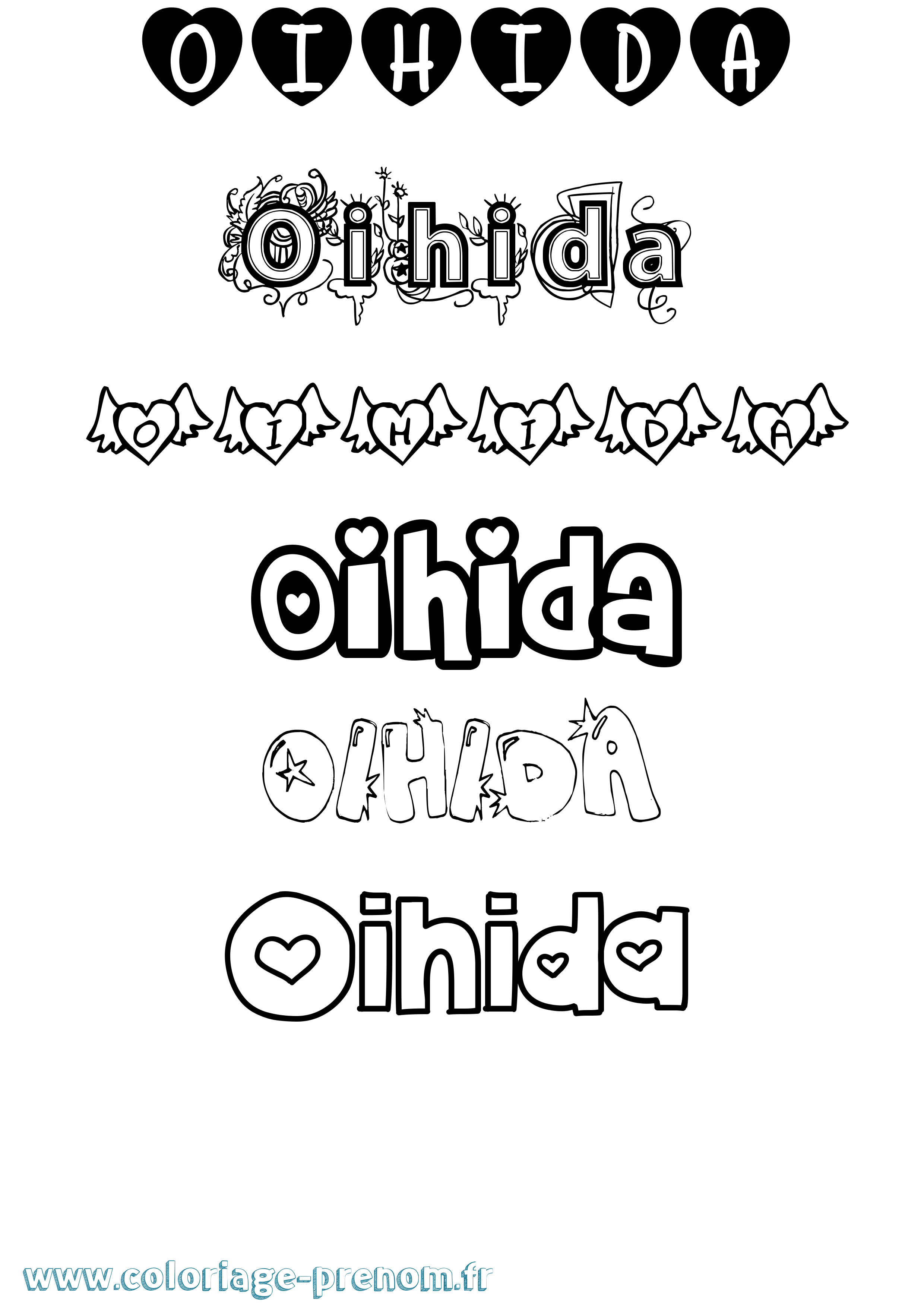 Coloriage Oihida Girly Coloriage prénom Oihida Girly