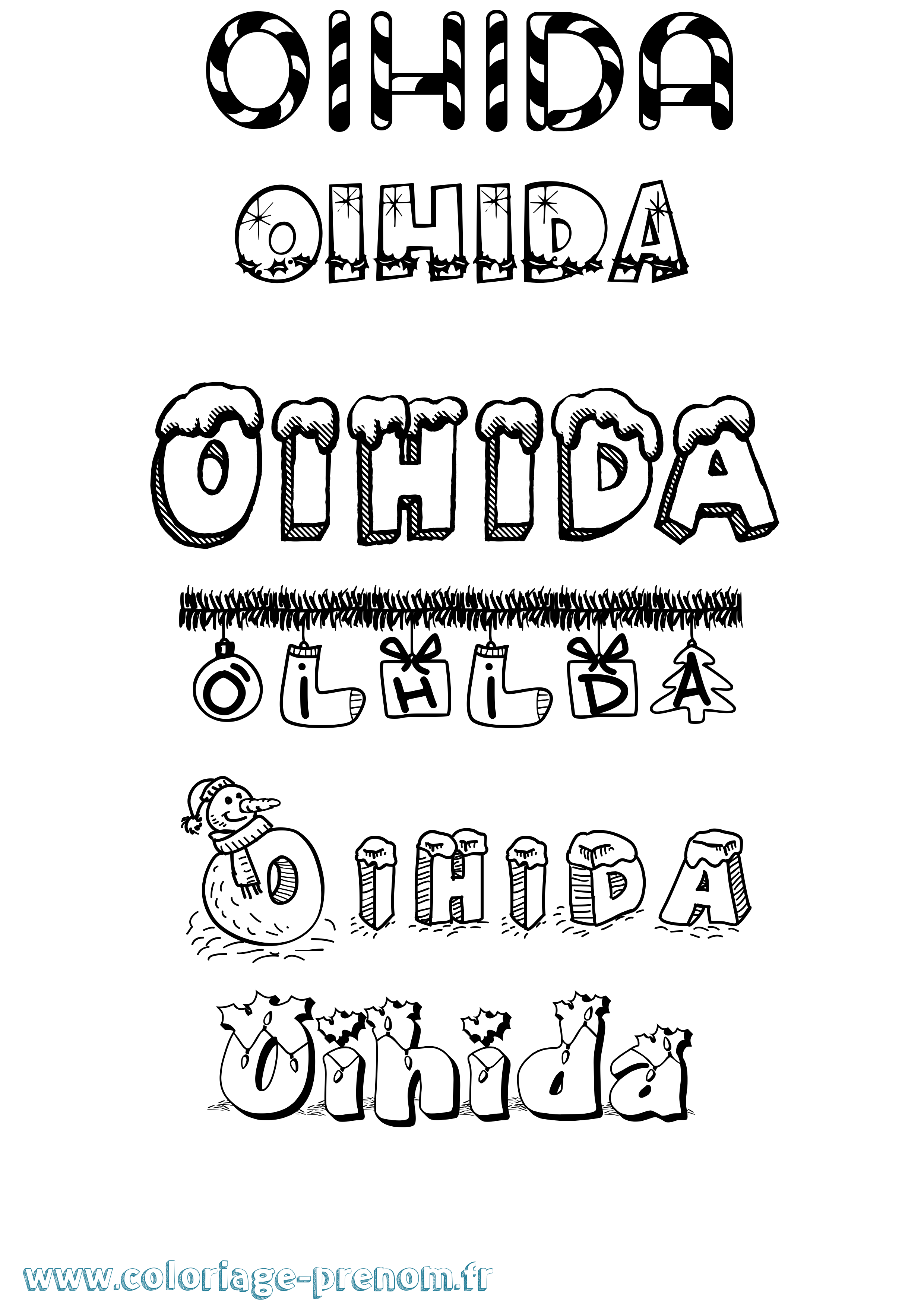 Coloriage Oihida Noël Coloriage prénom Oihida Noël