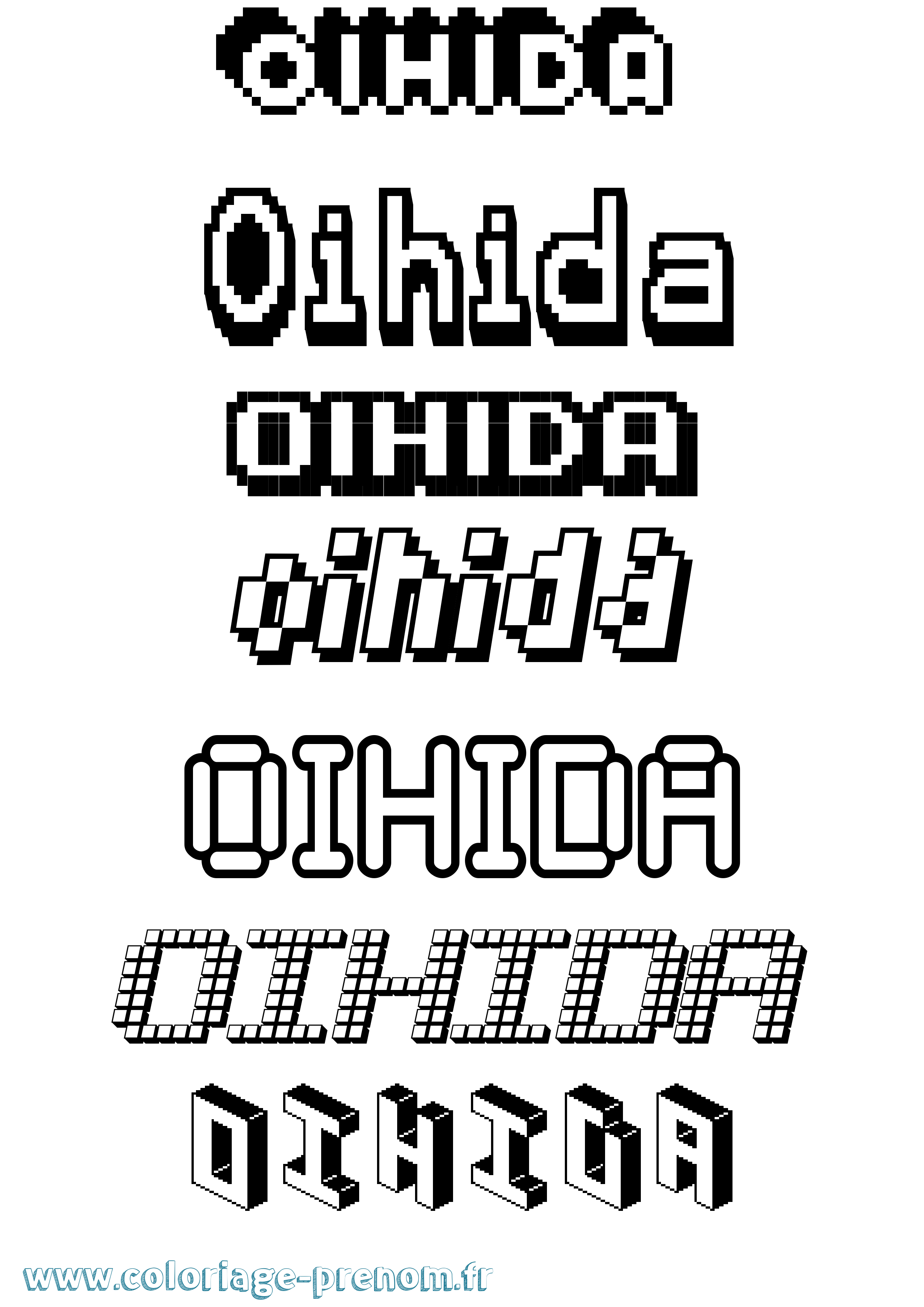 Coloriage Oihida Pixel Coloriage prénom Oihida Pixel