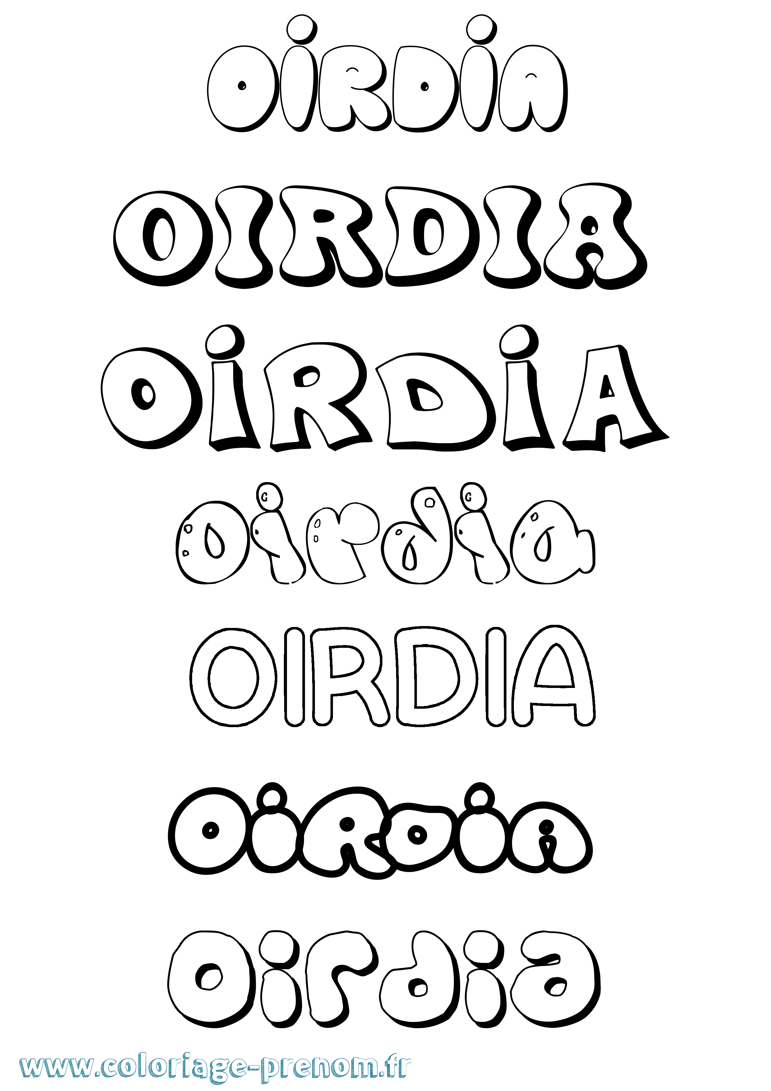 Coloriage Oirdia Bubble Coloriage prénom Oirdia Bubble