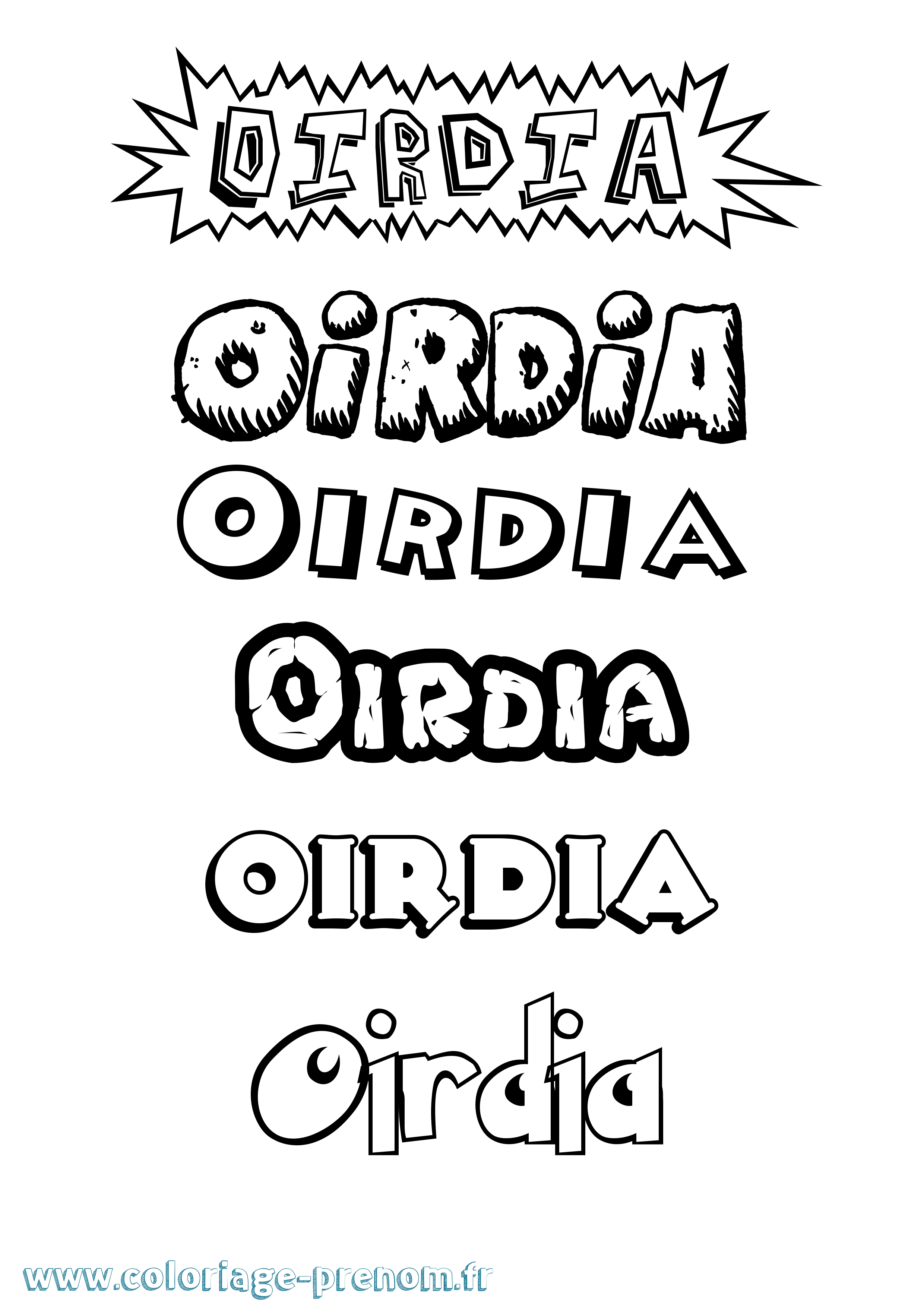 Coloriage Oirdia Dessin Animé Coloriage prénom Oirdia Dessin Animé