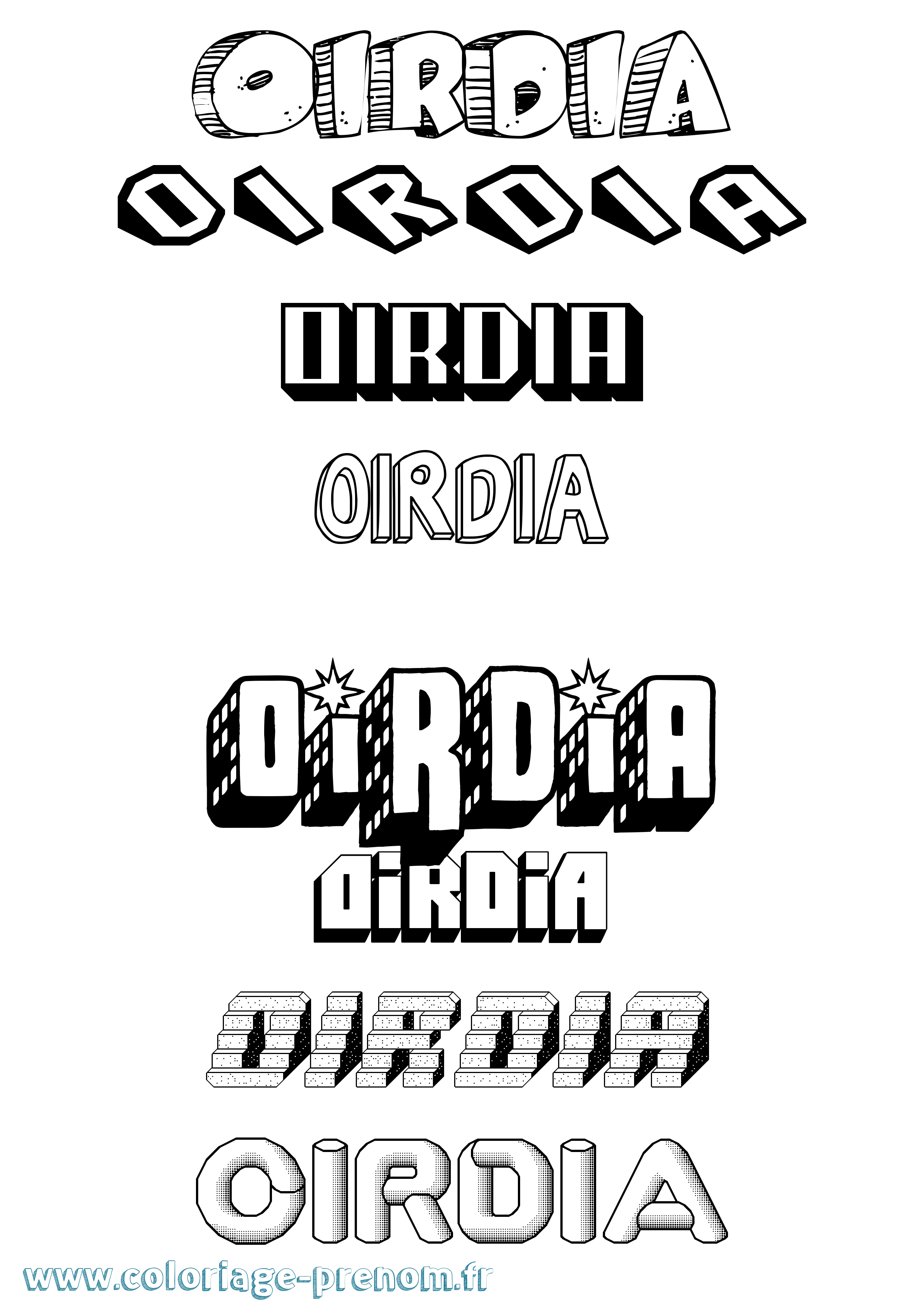 Coloriage Oirdia Effet 3D Coloriage prénom Oirdia Effet 3D