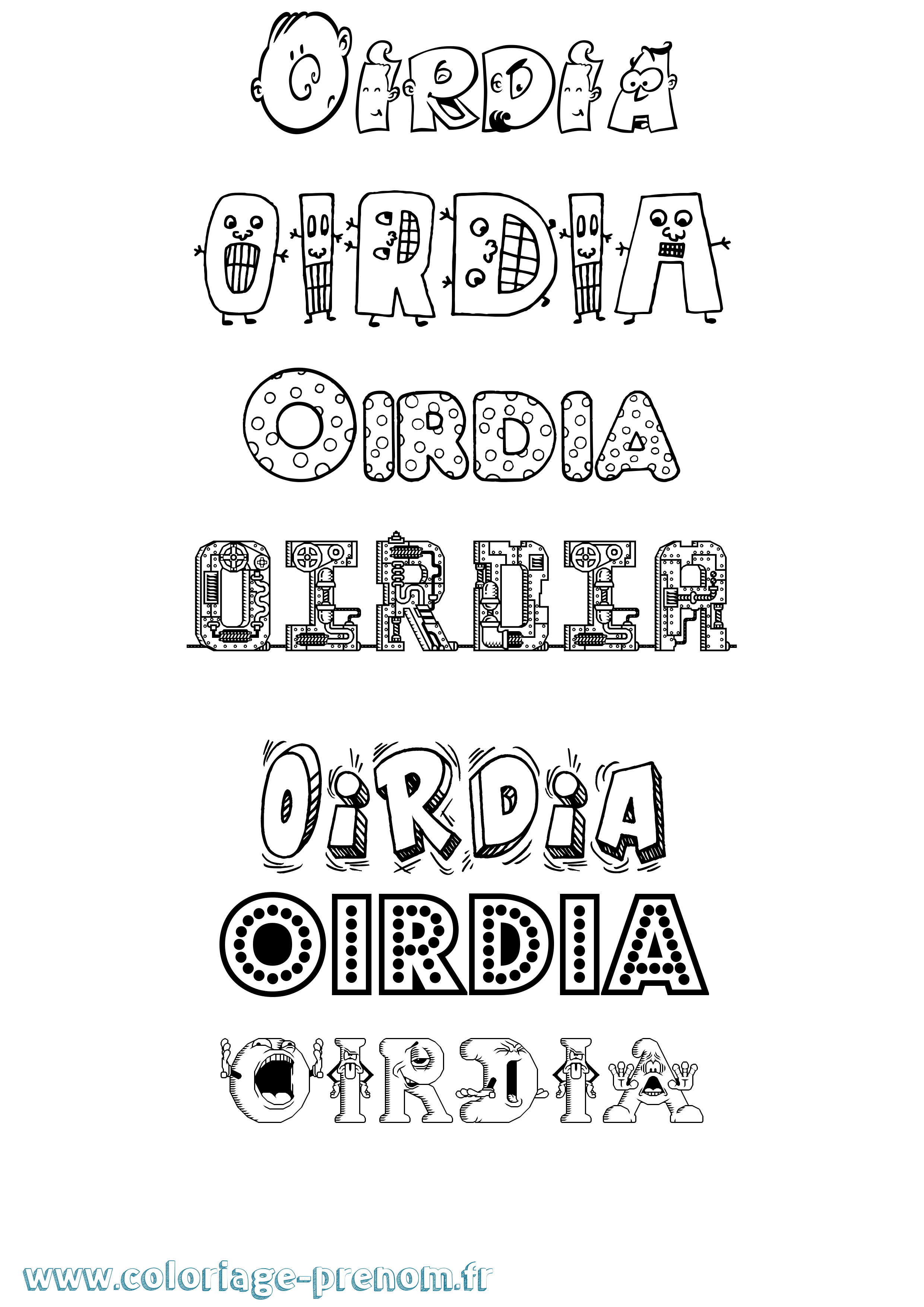 Coloriage Oirdia Fun Coloriage prénom Oirdia Fun