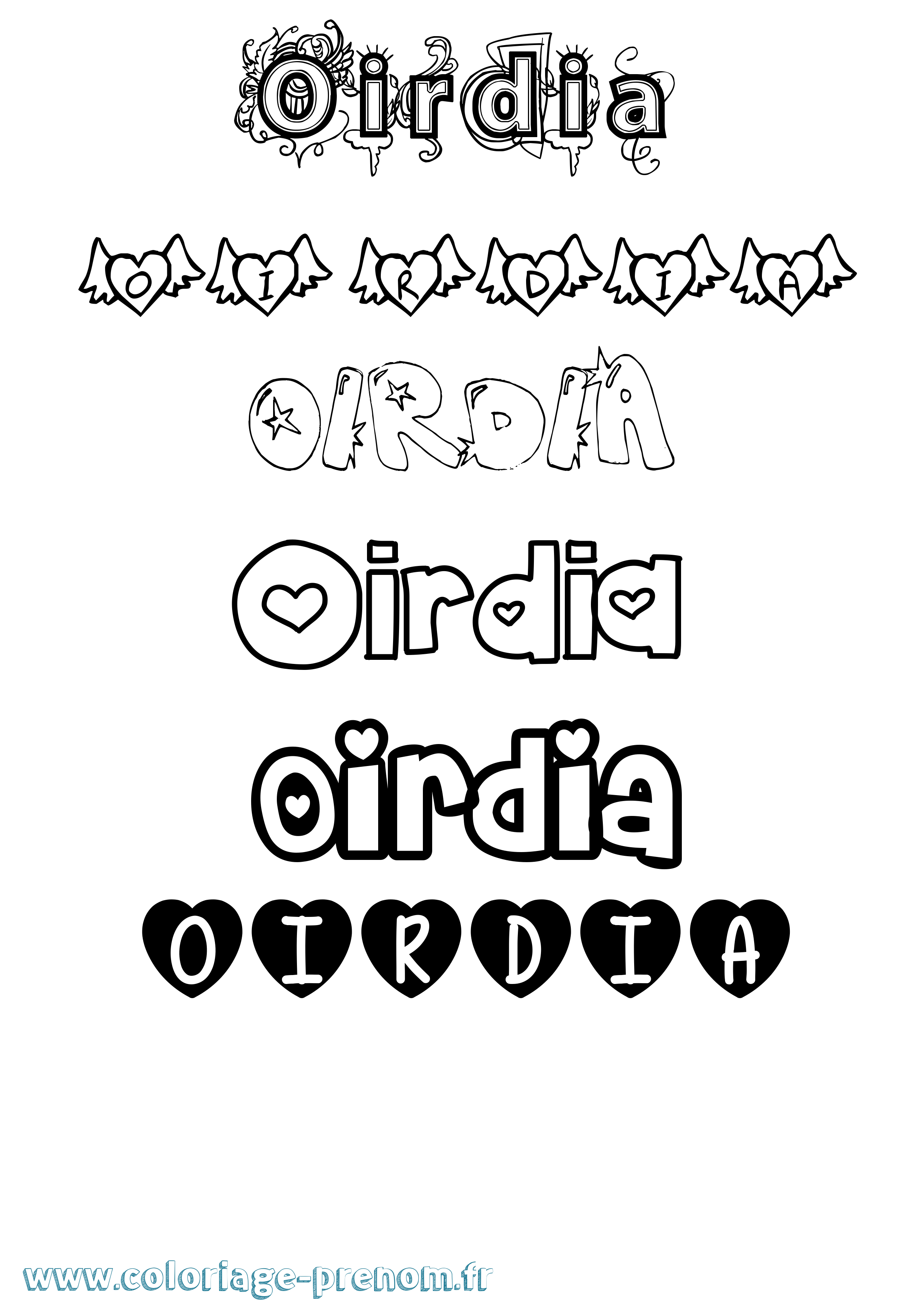 Coloriage Oirdia Girly Coloriage prénom Oirdia Girly