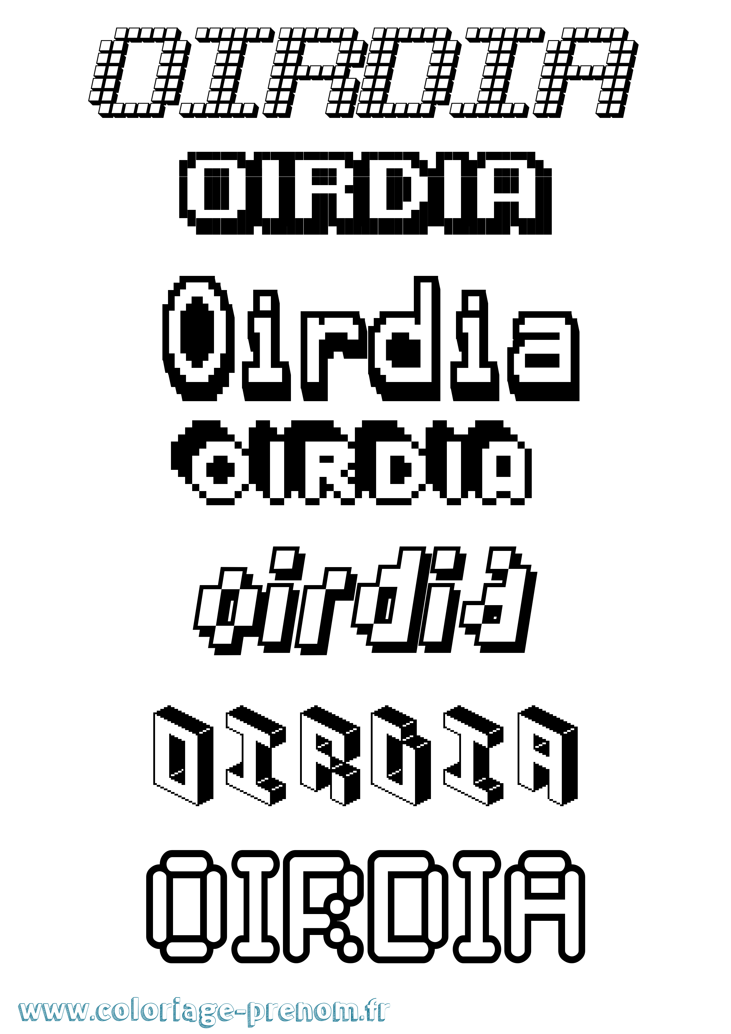 Coloriage Oirdia Pixel Coloriage prénom Oirdia Pixel