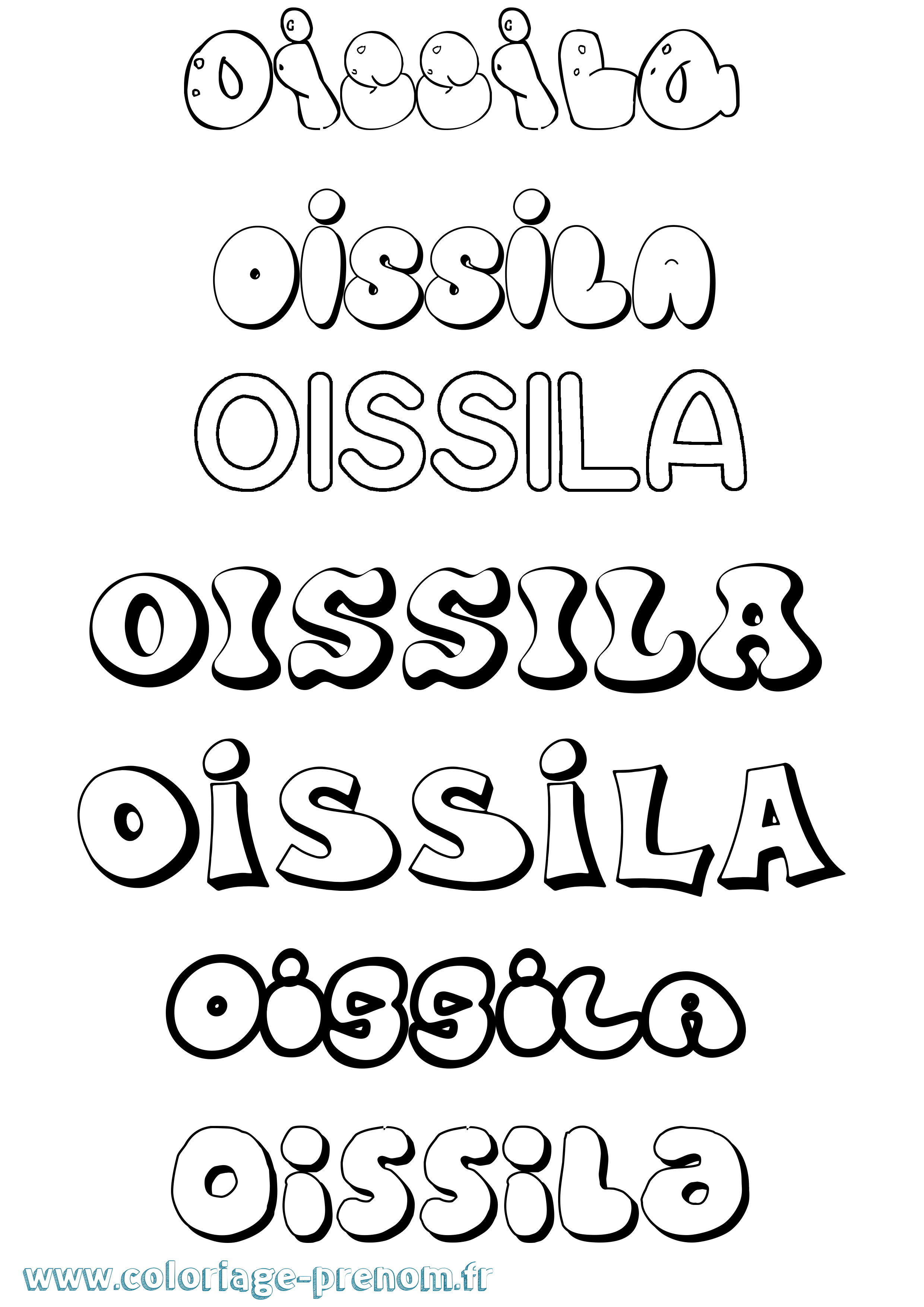Coloriage Oissila Bubble Coloriage prénom Oissila Bubble