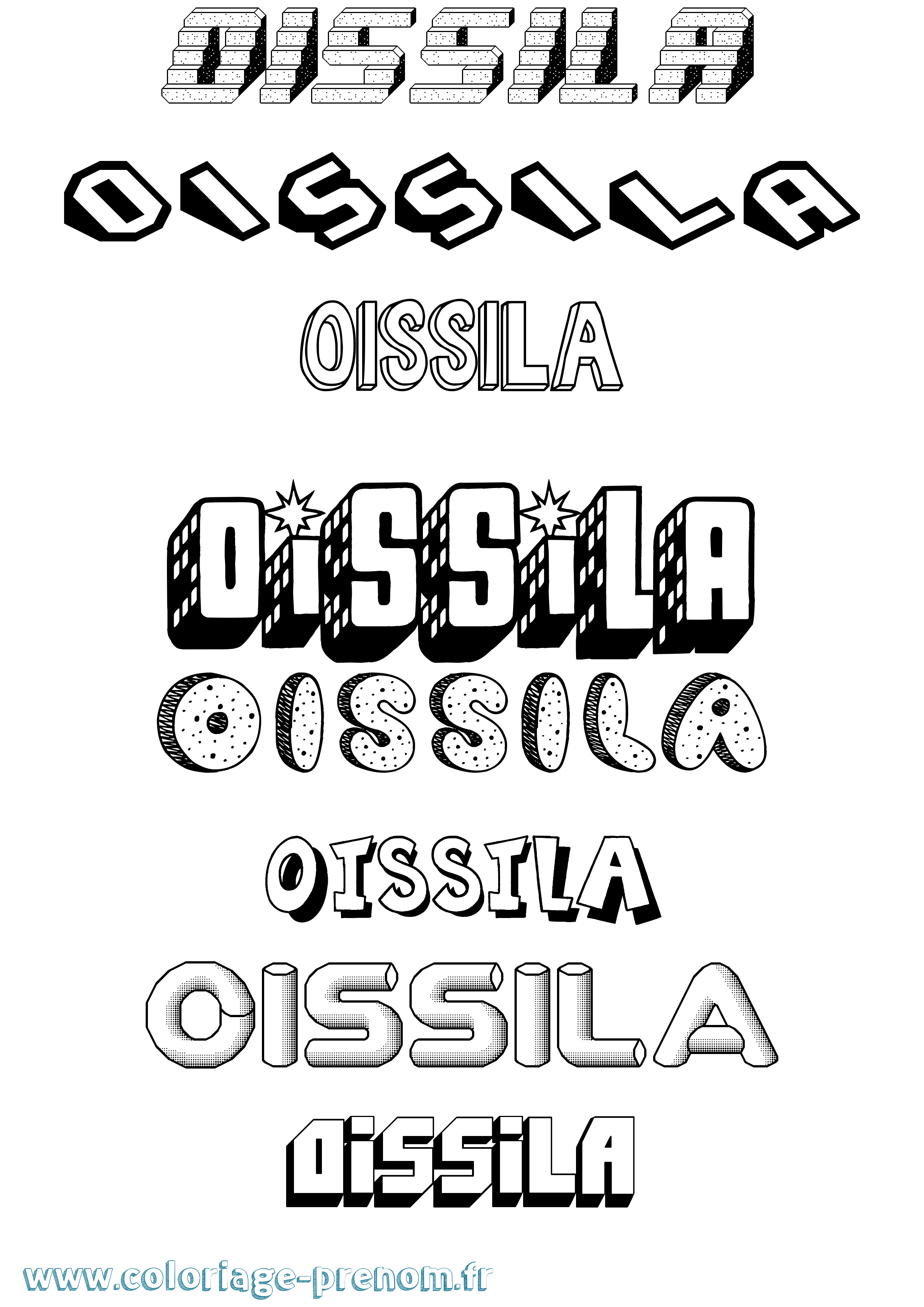 Coloriage Oissila Effet 3D Coloriage prénom Oissila Effet 3D
