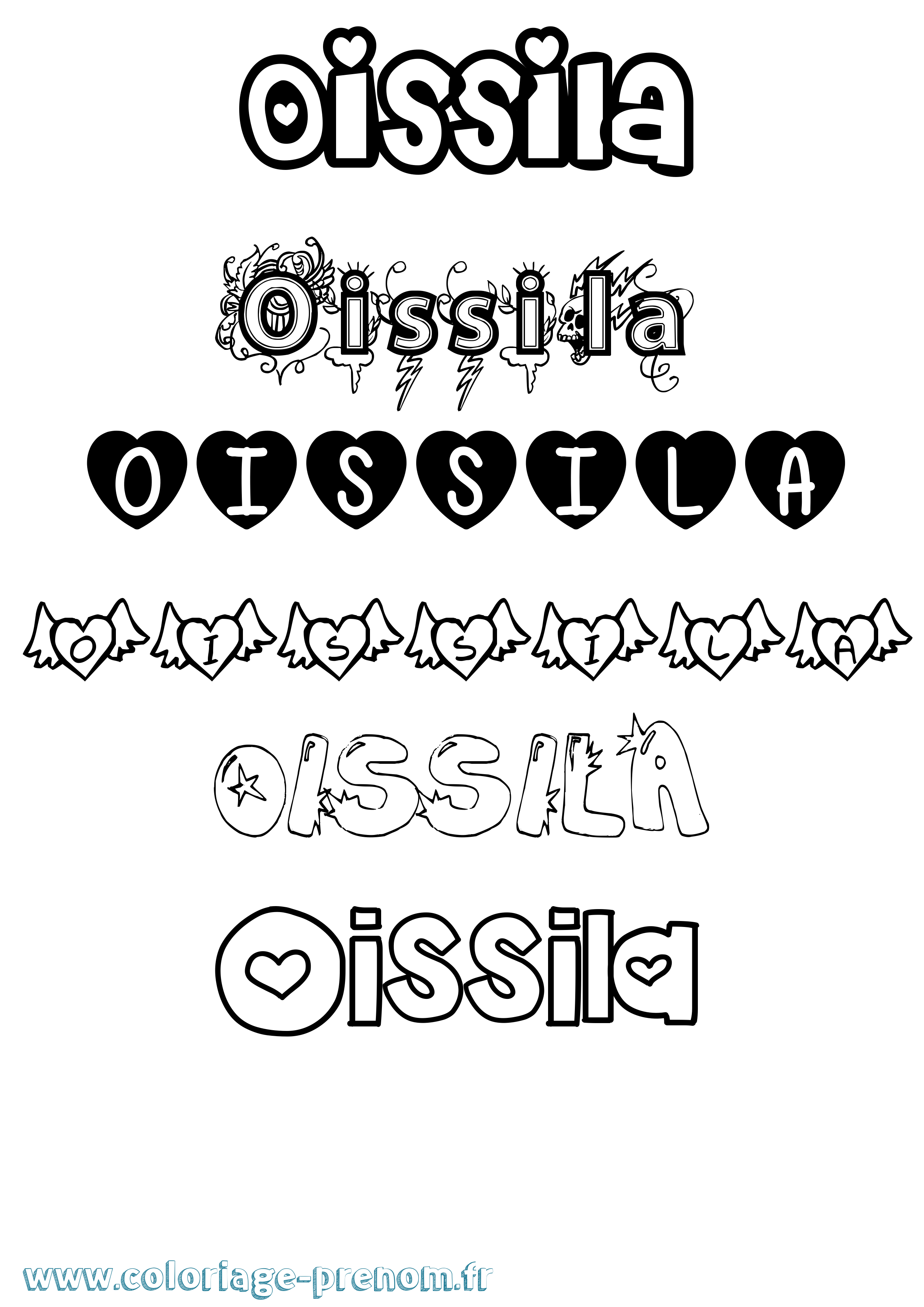 Coloriage Oissila Girly Coloriage prénom Oissila Girly