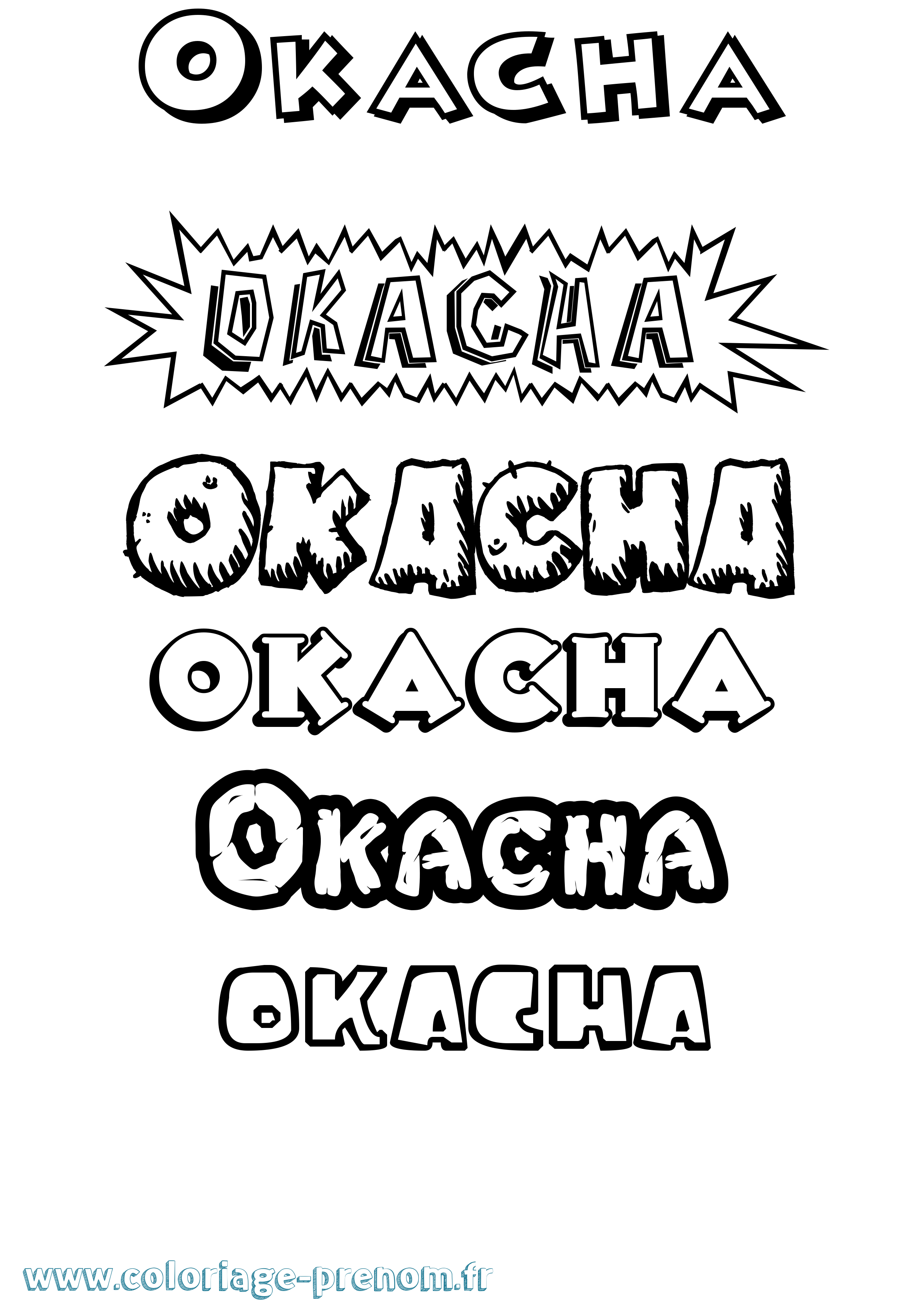Coloriage Okacha Dessin Animé Coloriage prénom Okacha Dessin Animé