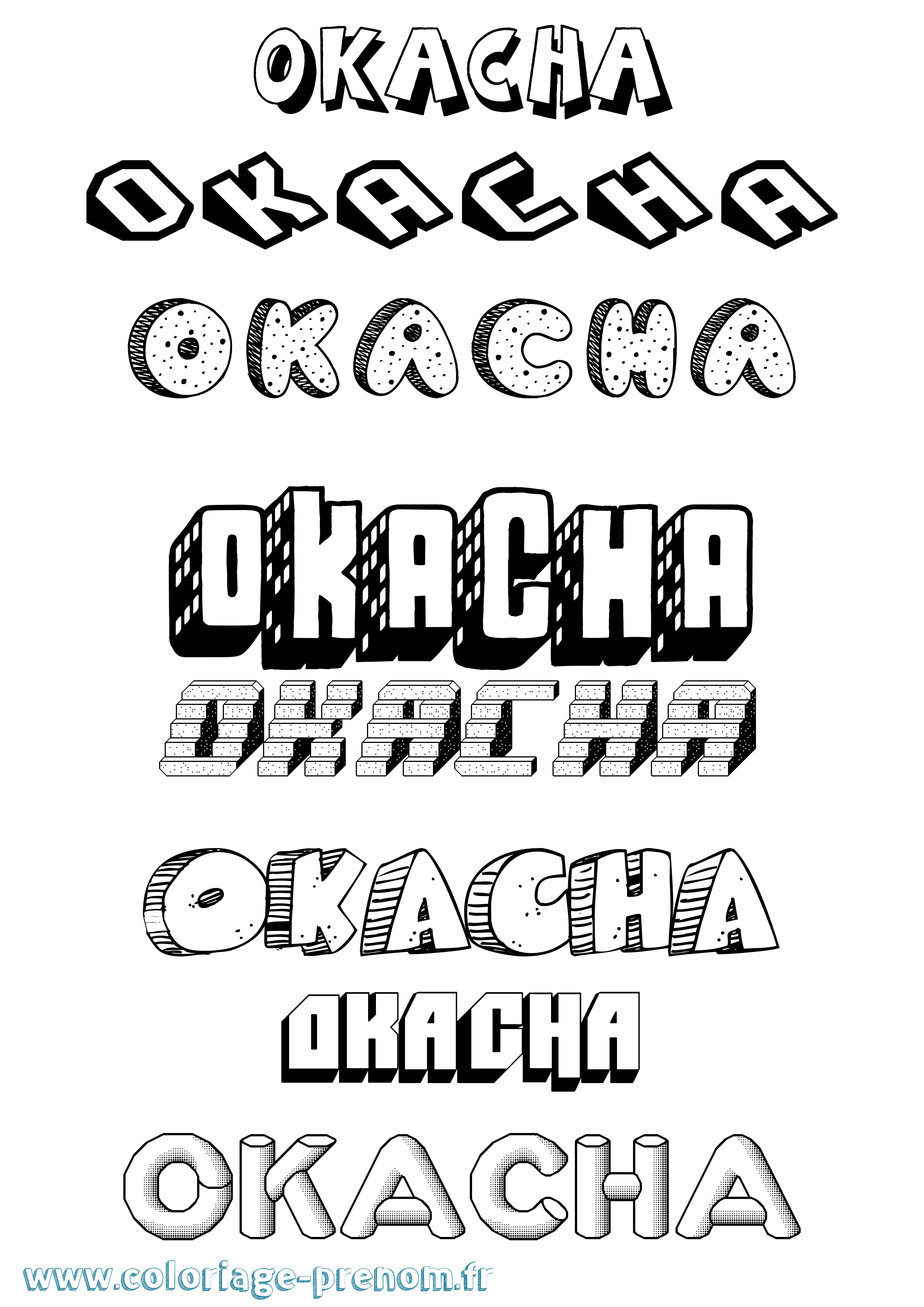 Coloriage Okacha Effet 3D Coloriage prénom Okacha Effet 3D