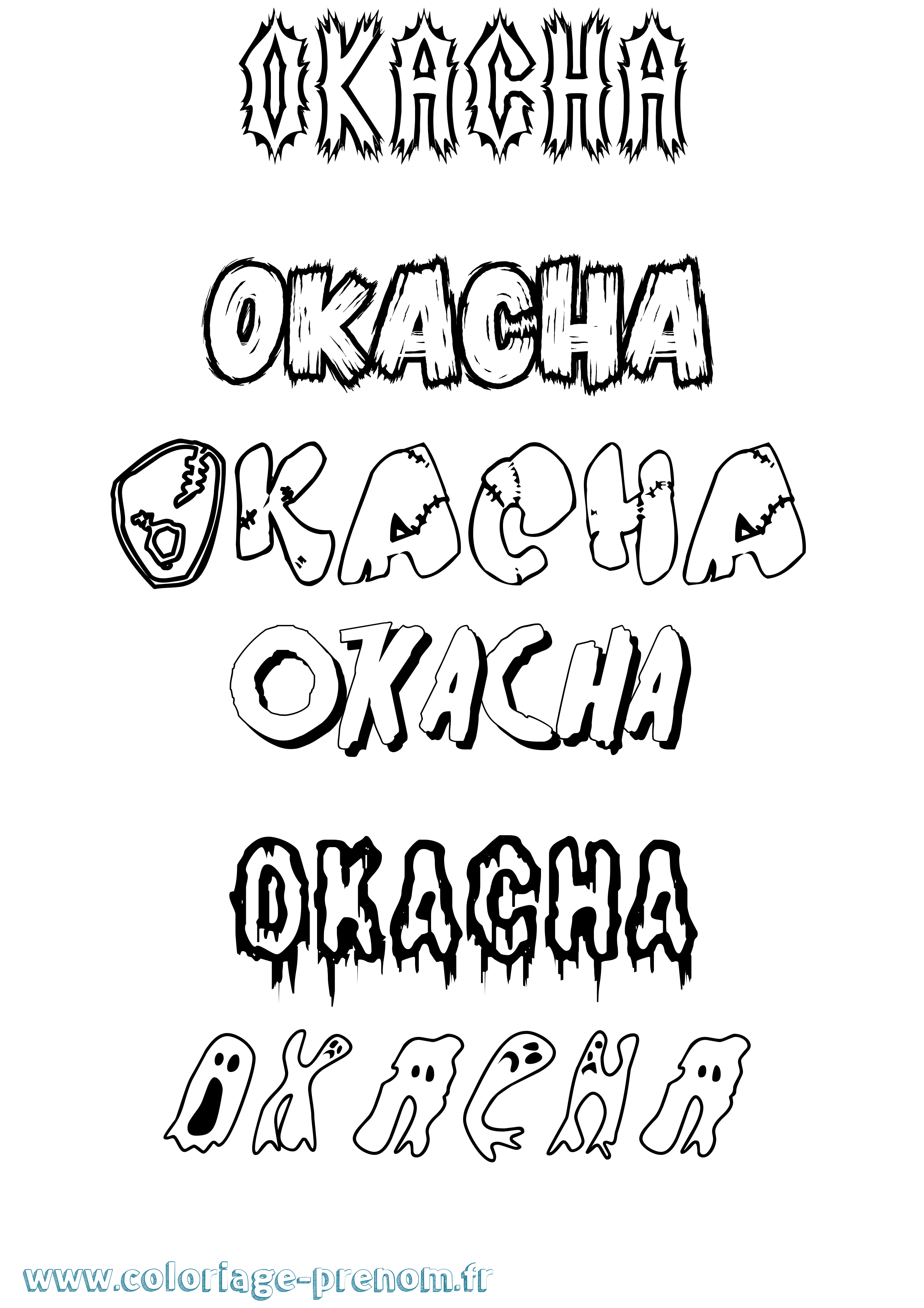 Coloriage Okacha Frisson Coloriage prénom Okacha Frisson
