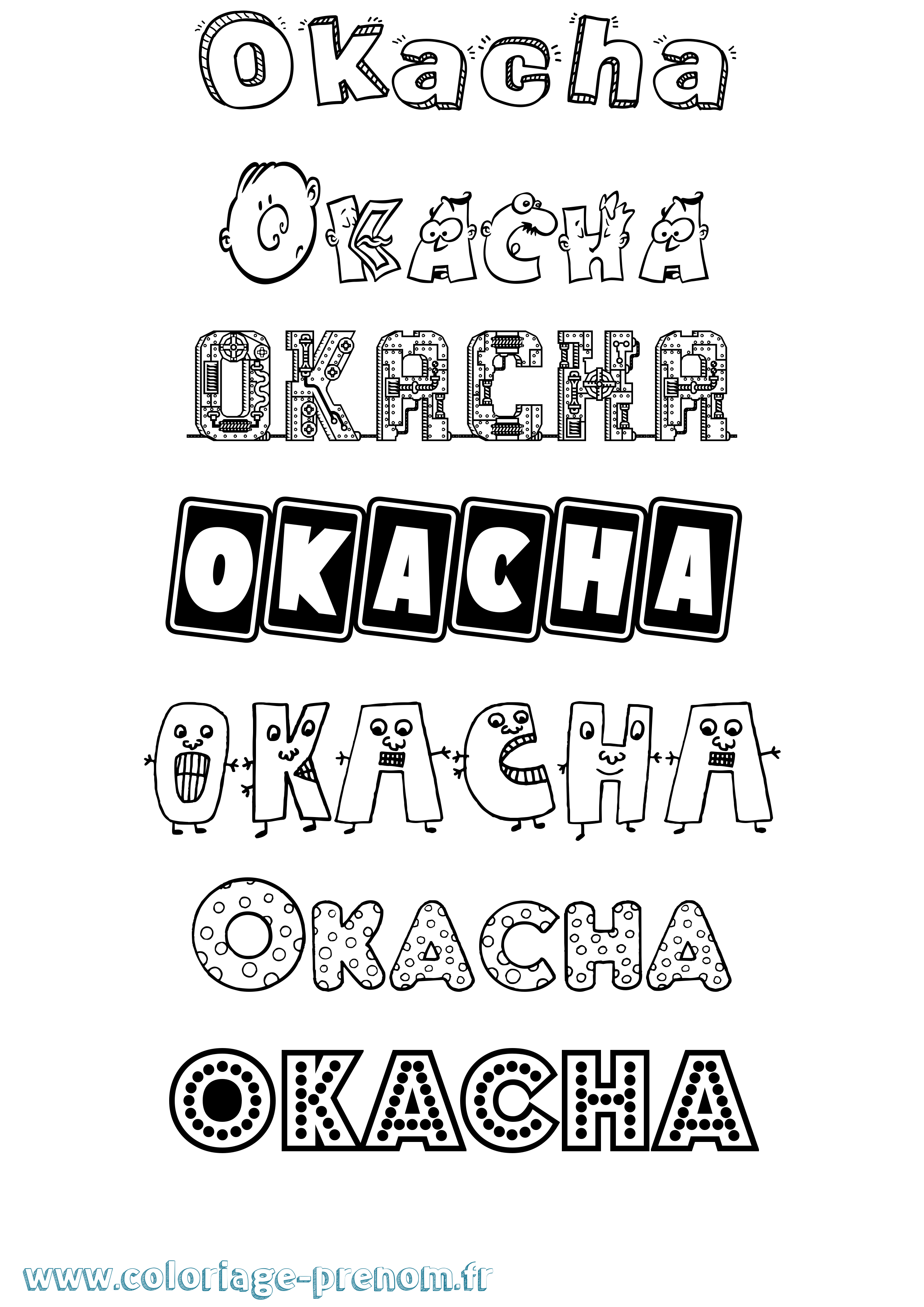Coloriage Okacha Fun Coloriage prénom Okacha Fun