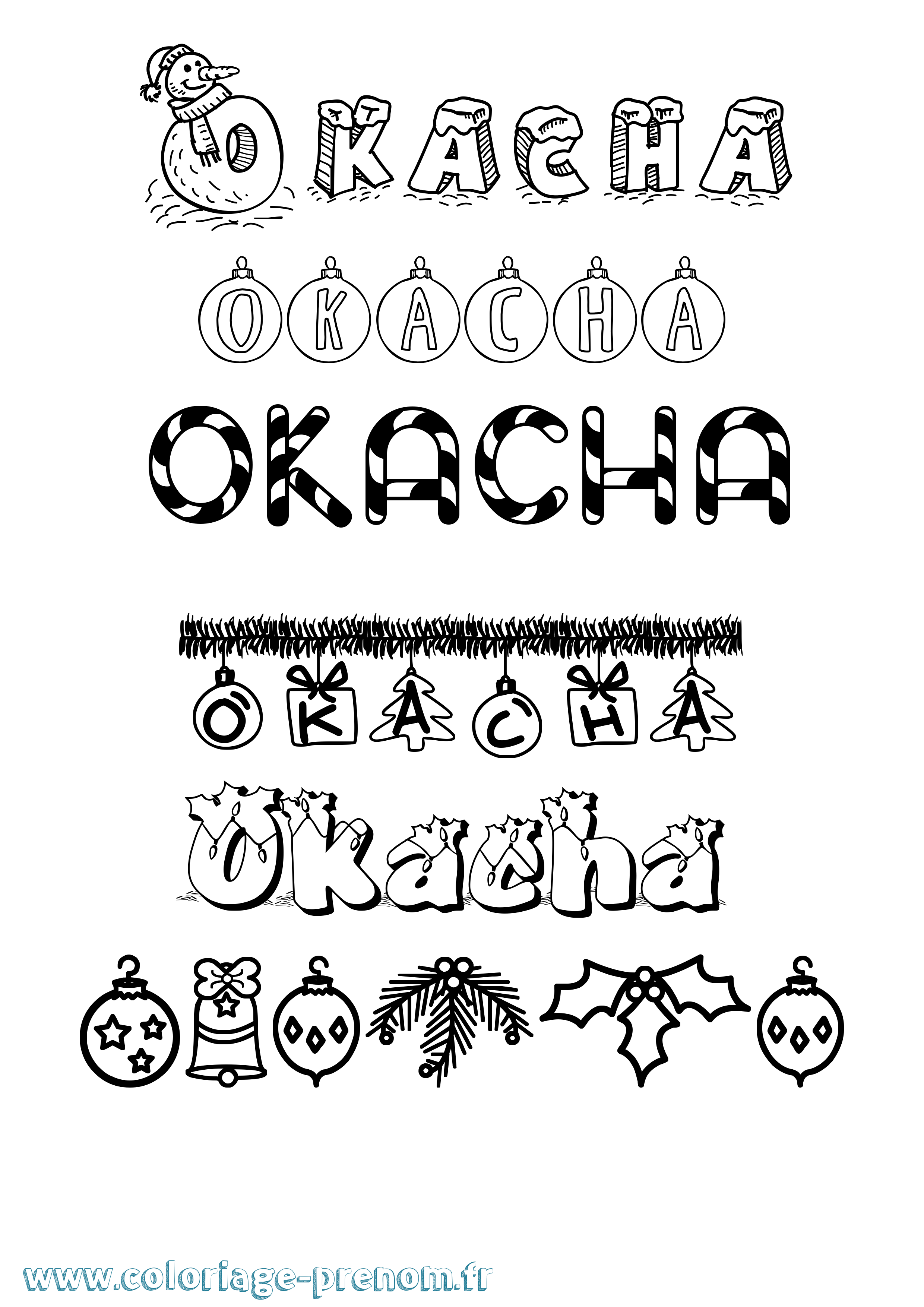 Coloriage Okacha Noël Coloriage prénom Okacha Noël