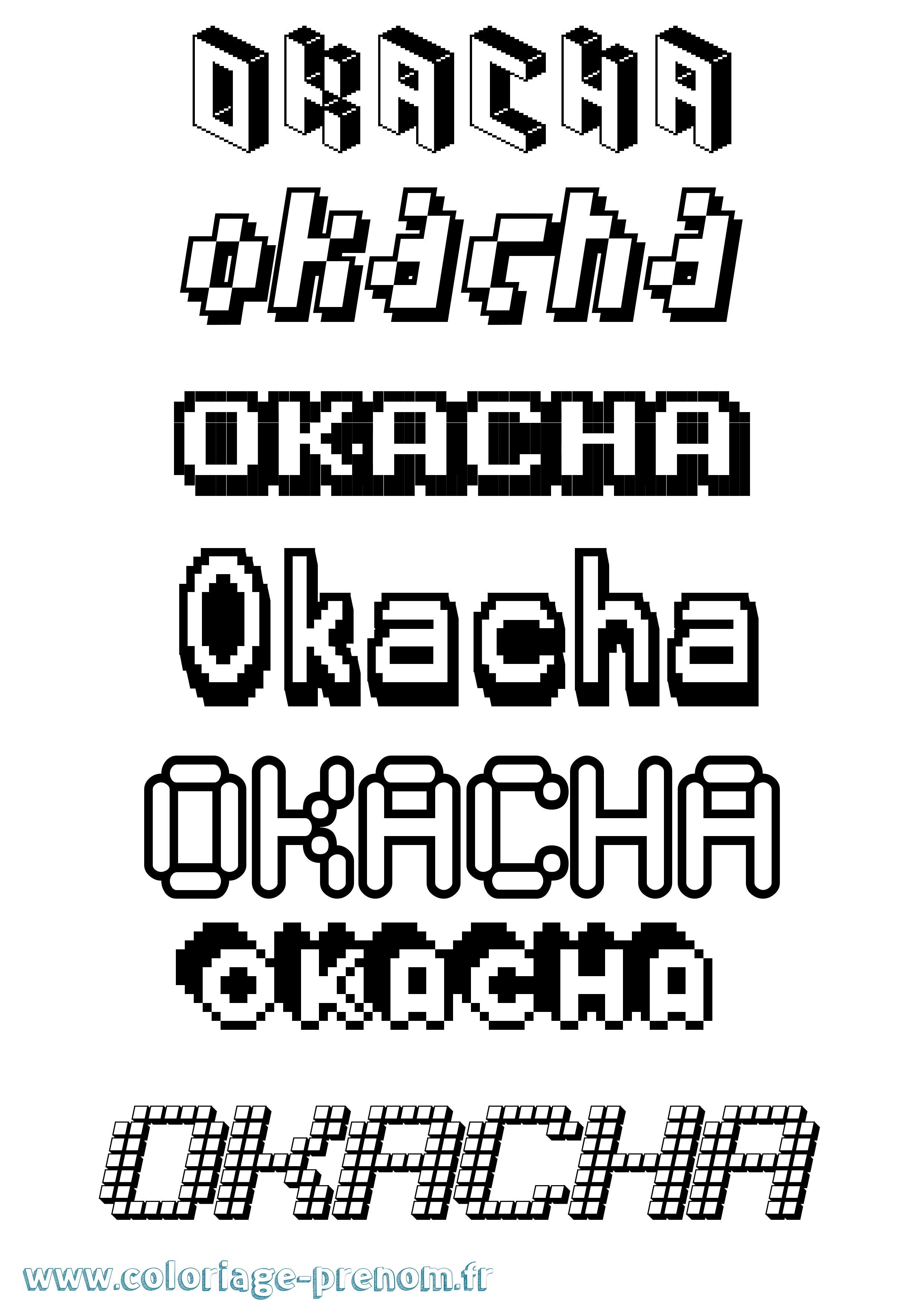 Coloriage Okacha Pixel Coloriage prénom Okacha Pixel