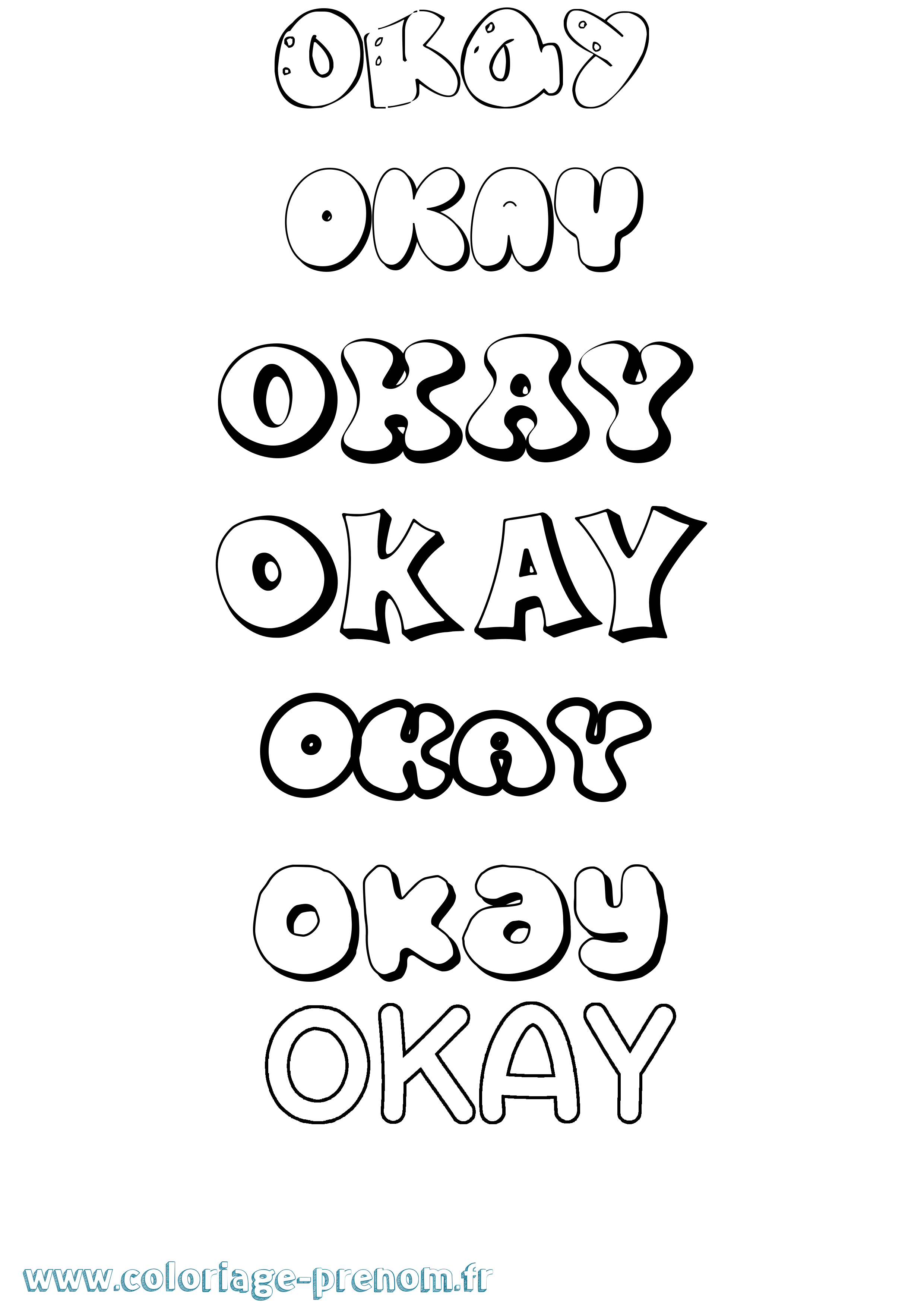 Coloriage Okay Bubble Coloriage prénom Okay Bubble