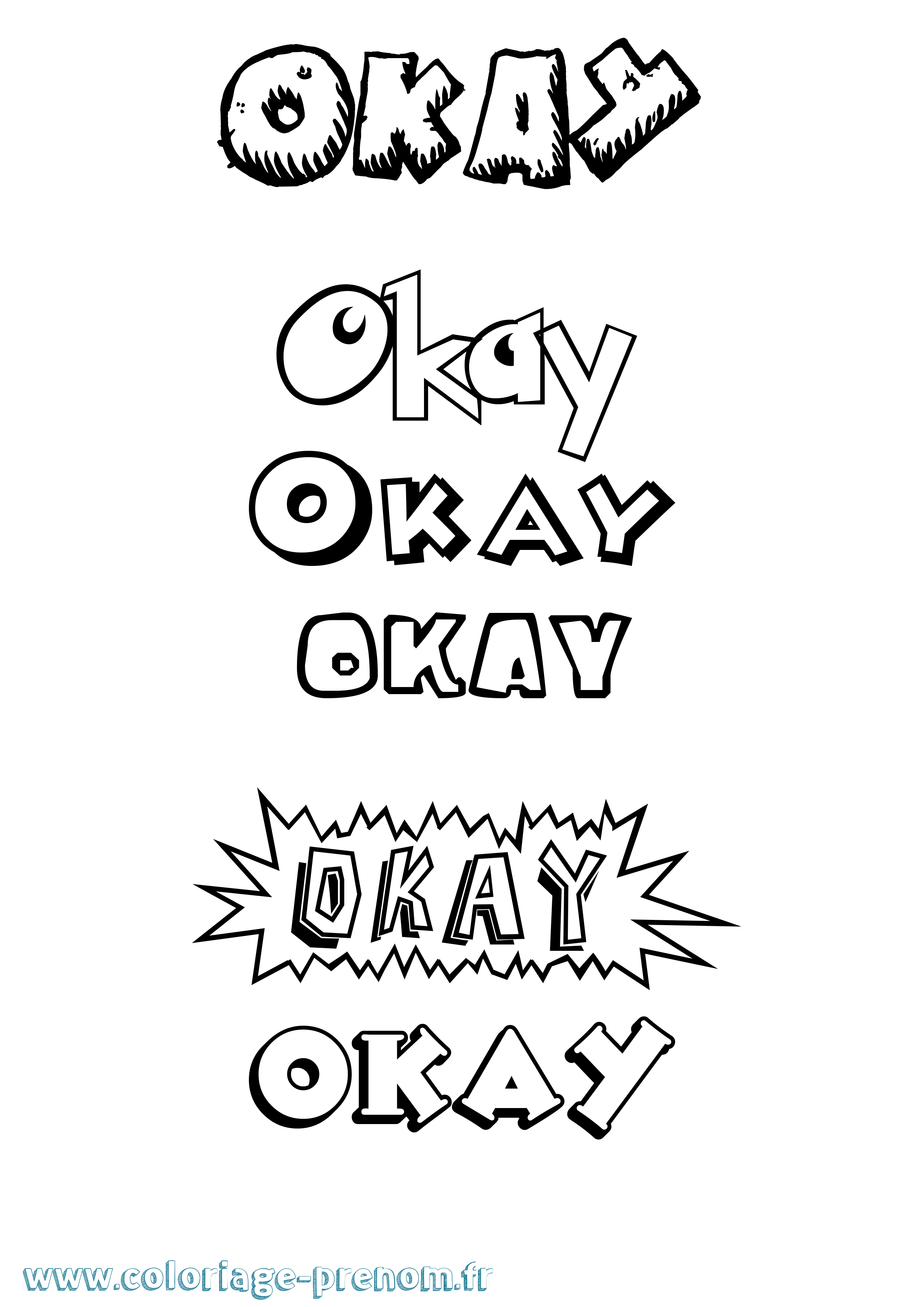 Coloriage Okay Dessin Animé Coloriage prénom Okay Dessin Animé