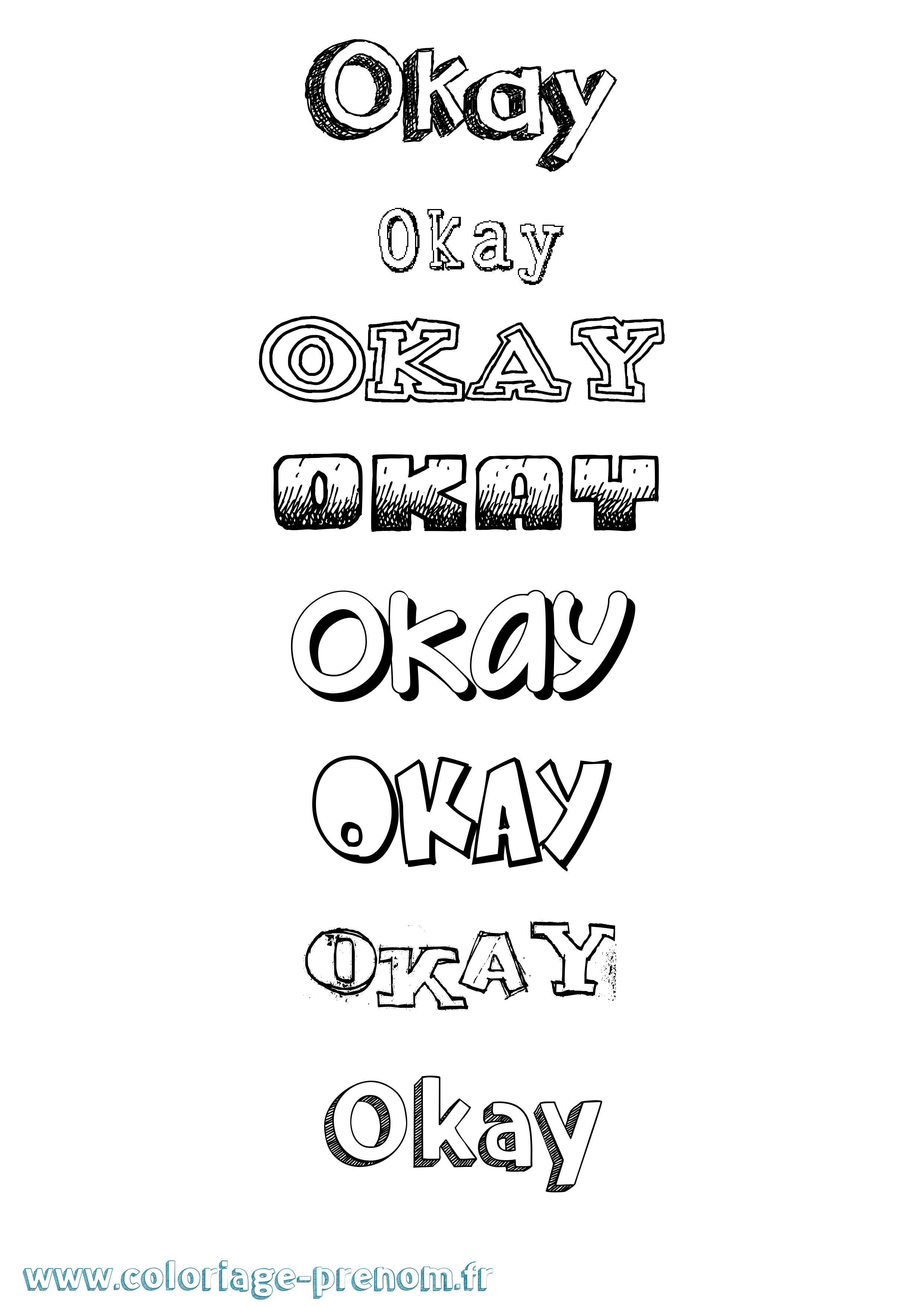 Coloriage Okay Dessiné Coloriage prénom Okay Dessiné