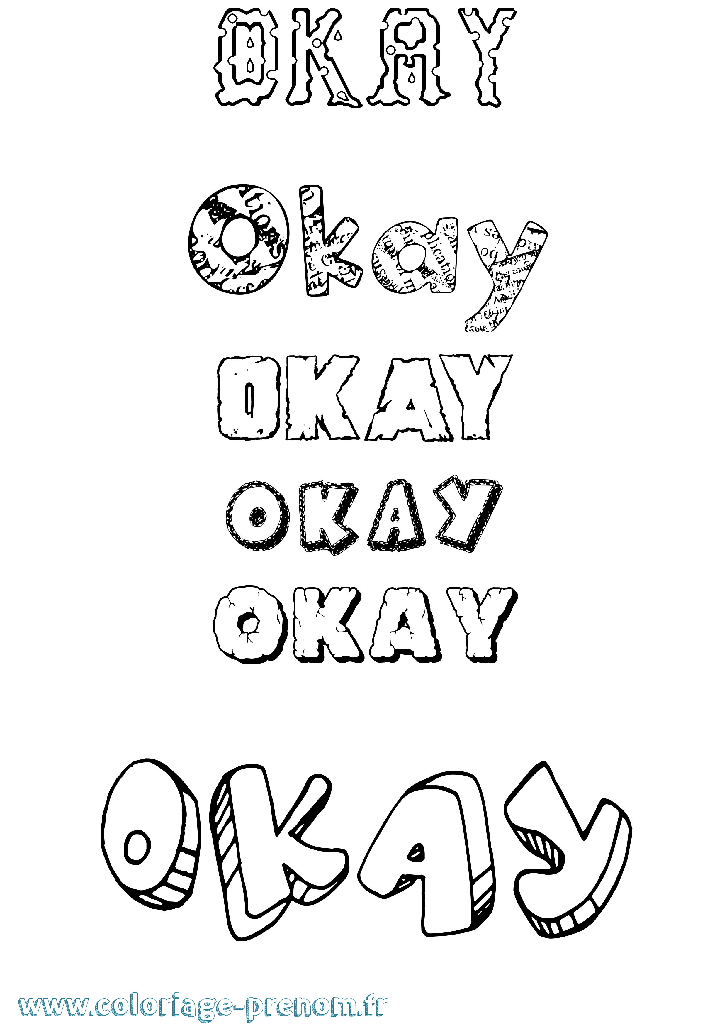 Coloriage Okay Destructuré Coloriage prénom Okay Destructuré