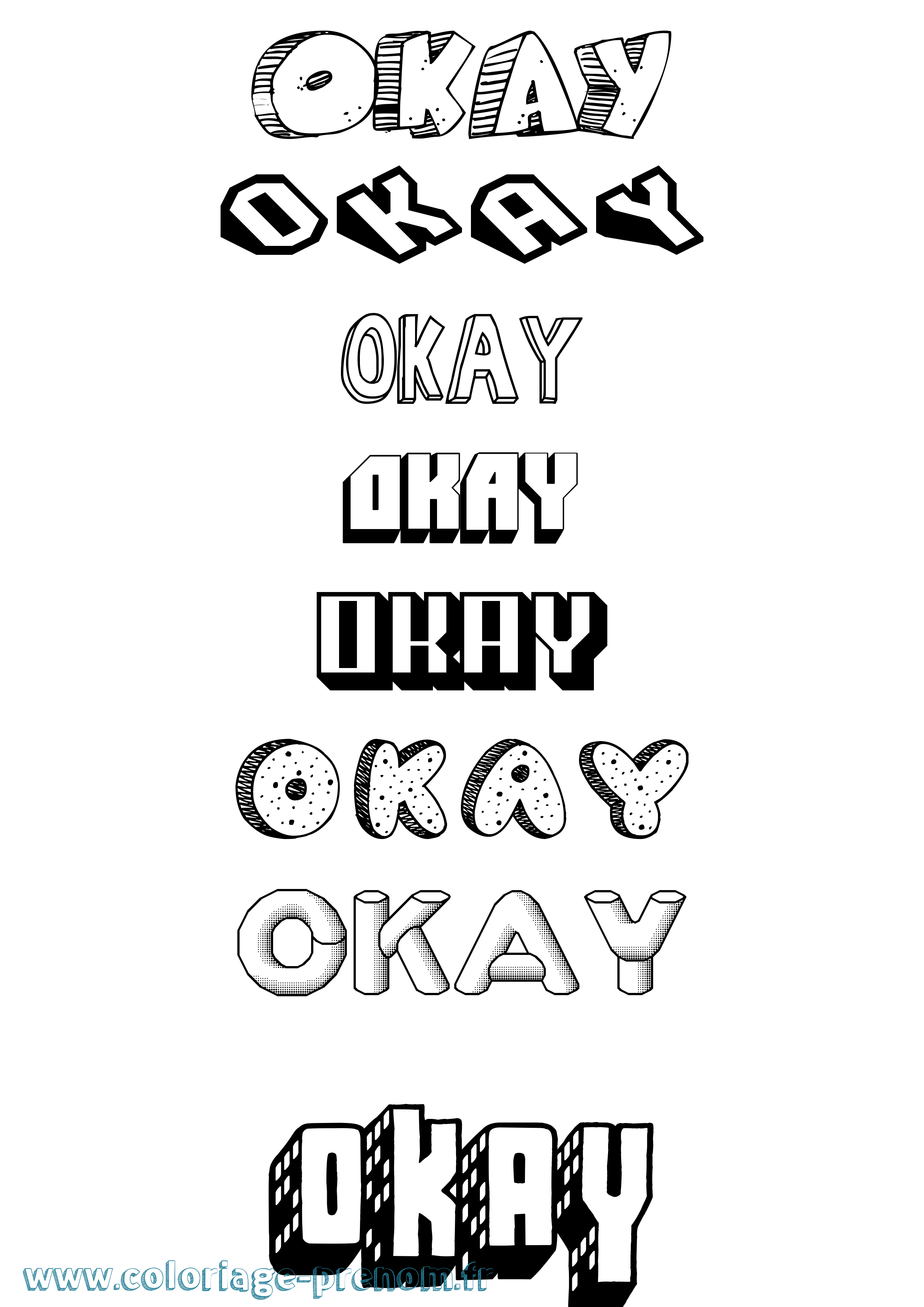 Coloriage Okay Effet 3D Coloriage prénom Okay Effet 3D