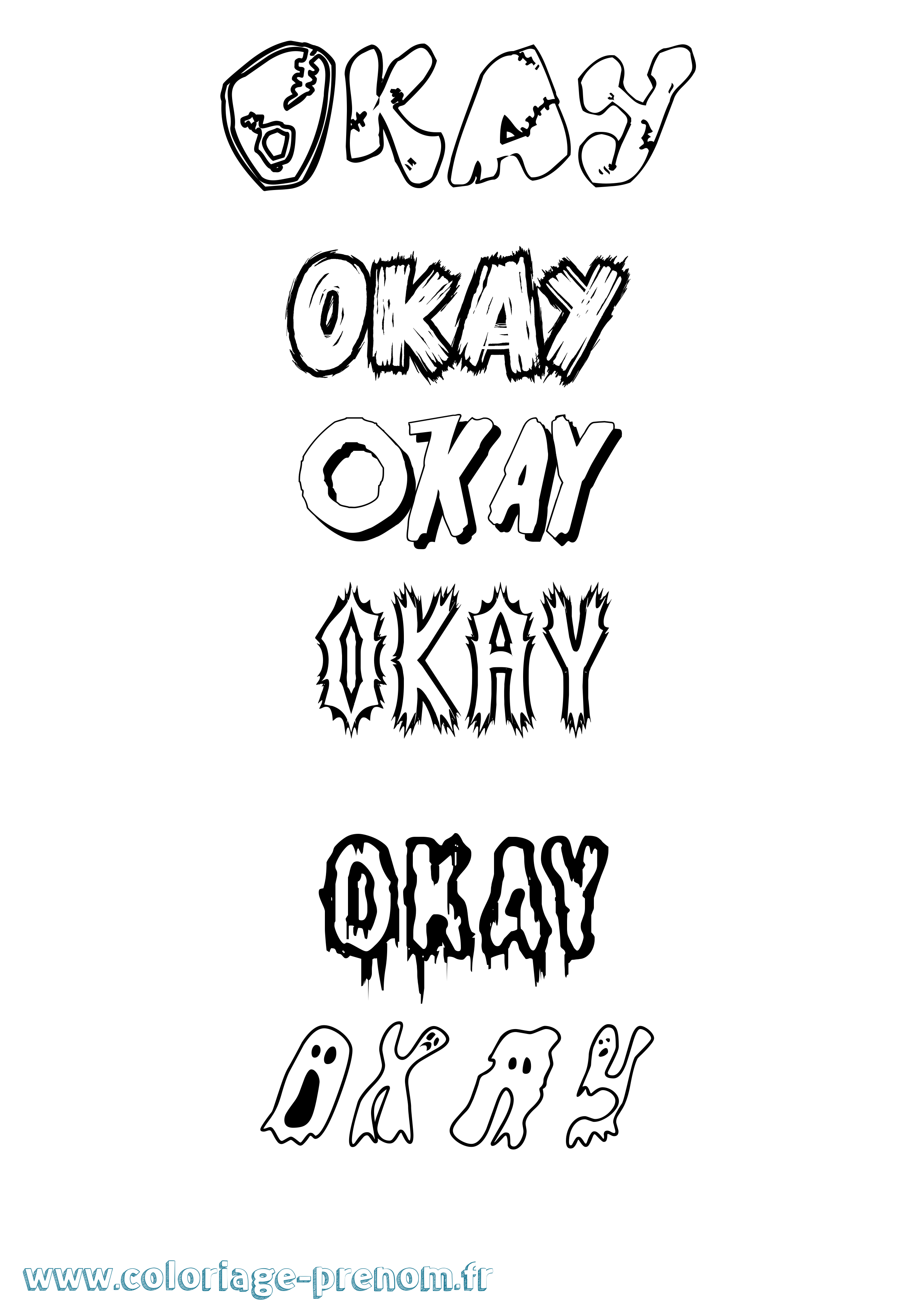 Coloriage Okay Frisson Coloriage prénom Okay Frisson