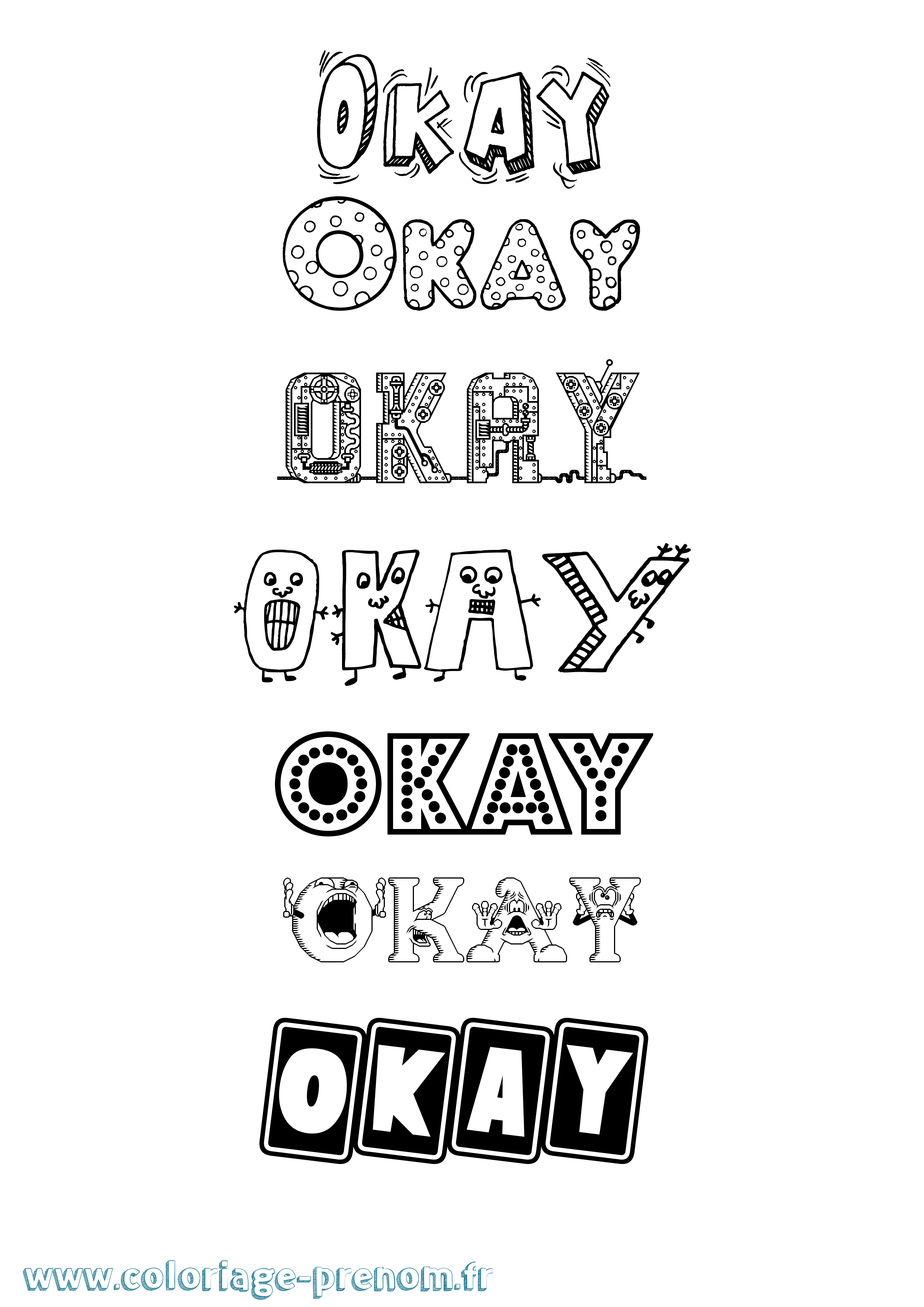 Coloriage Okay Fun Coloriage prénom Okay Fun