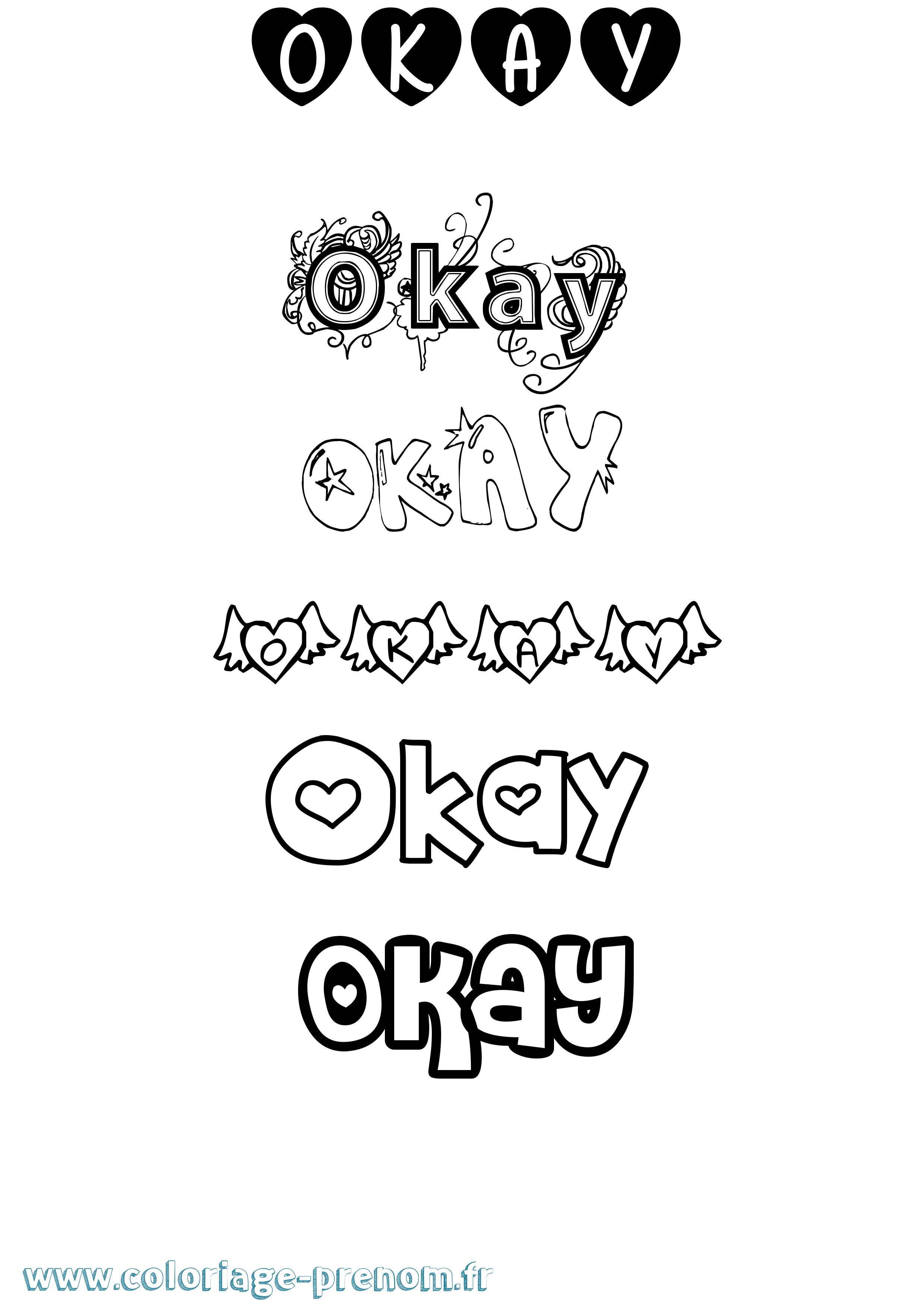 Coloriage Okay Girly Coloriage prénom Okay Girly