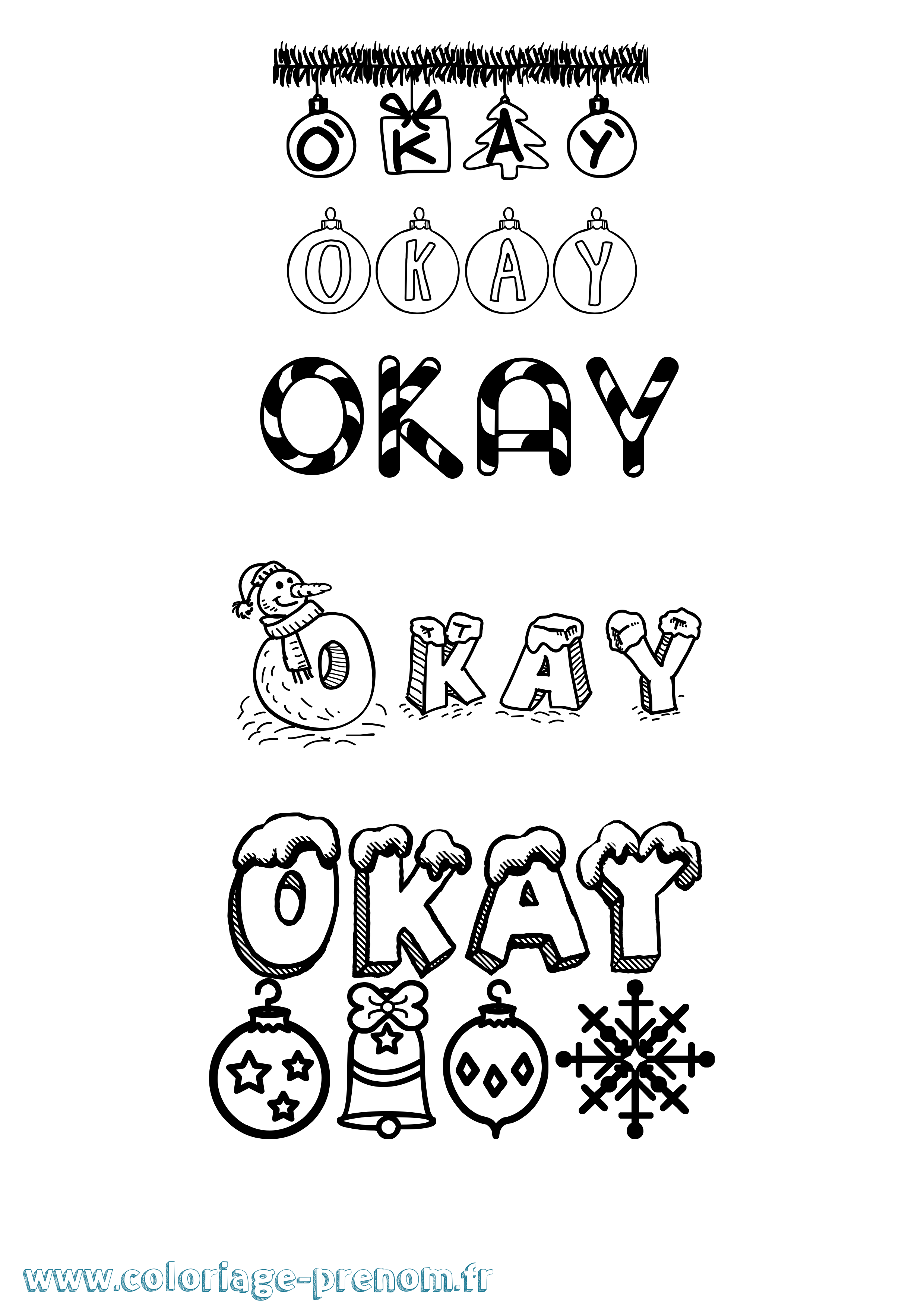 Coloriage Okay Noël Coloriage prénom Okay Noël