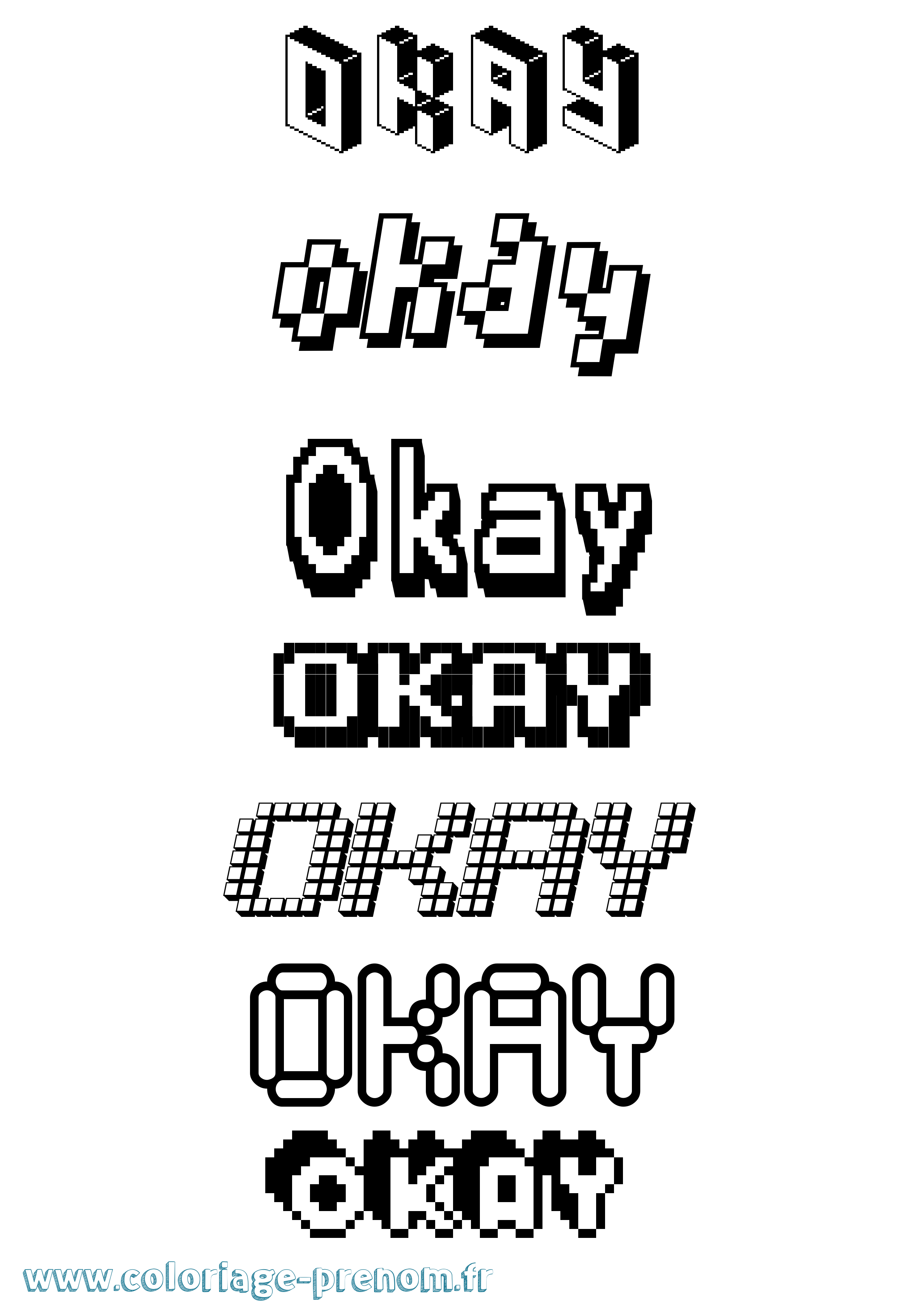 Coloriage Okay Pixel Coloriage prénom Okay Pixel