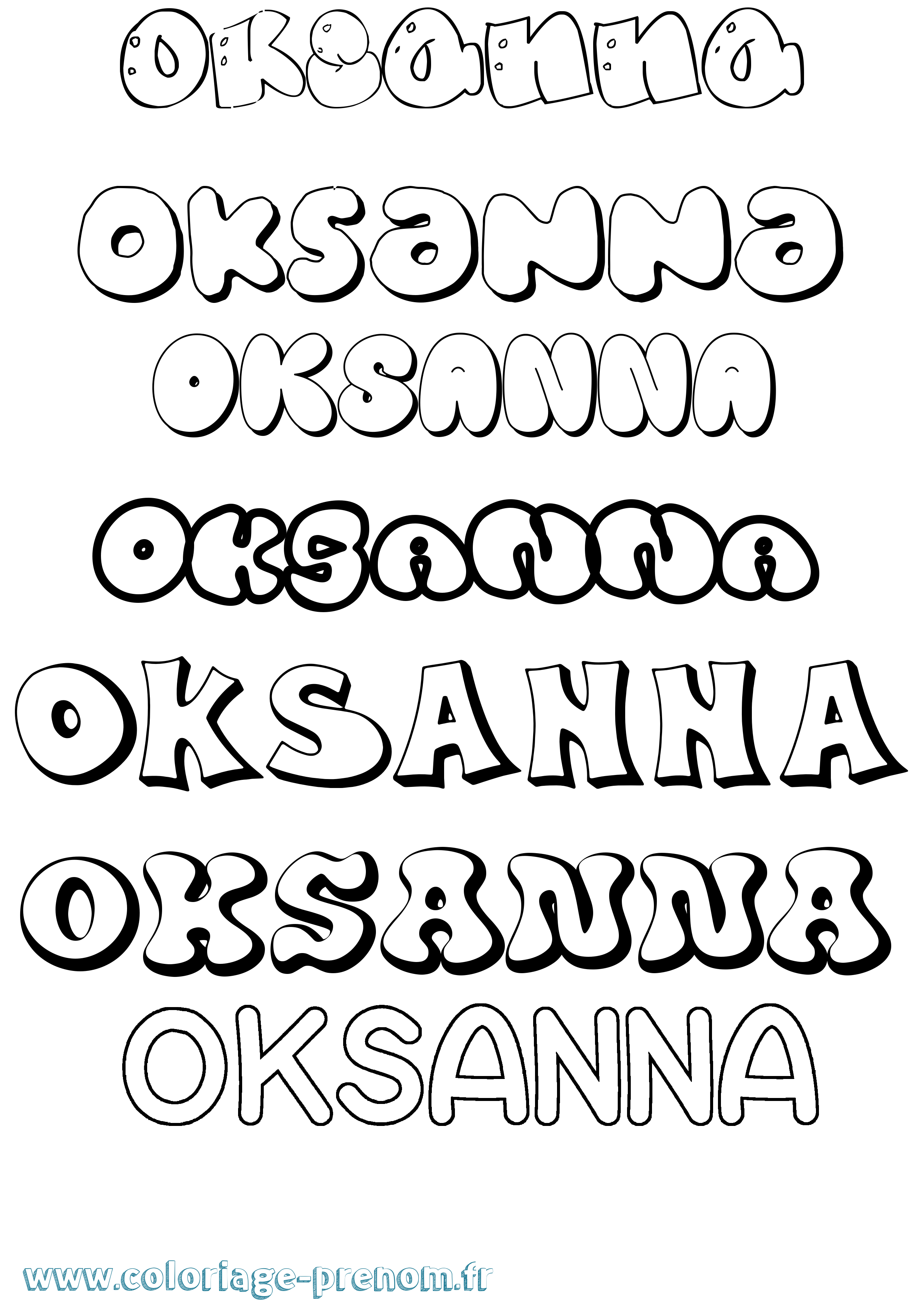Coloriage Oksanna Bubble Coloriage prénom Oksanna Bubble
