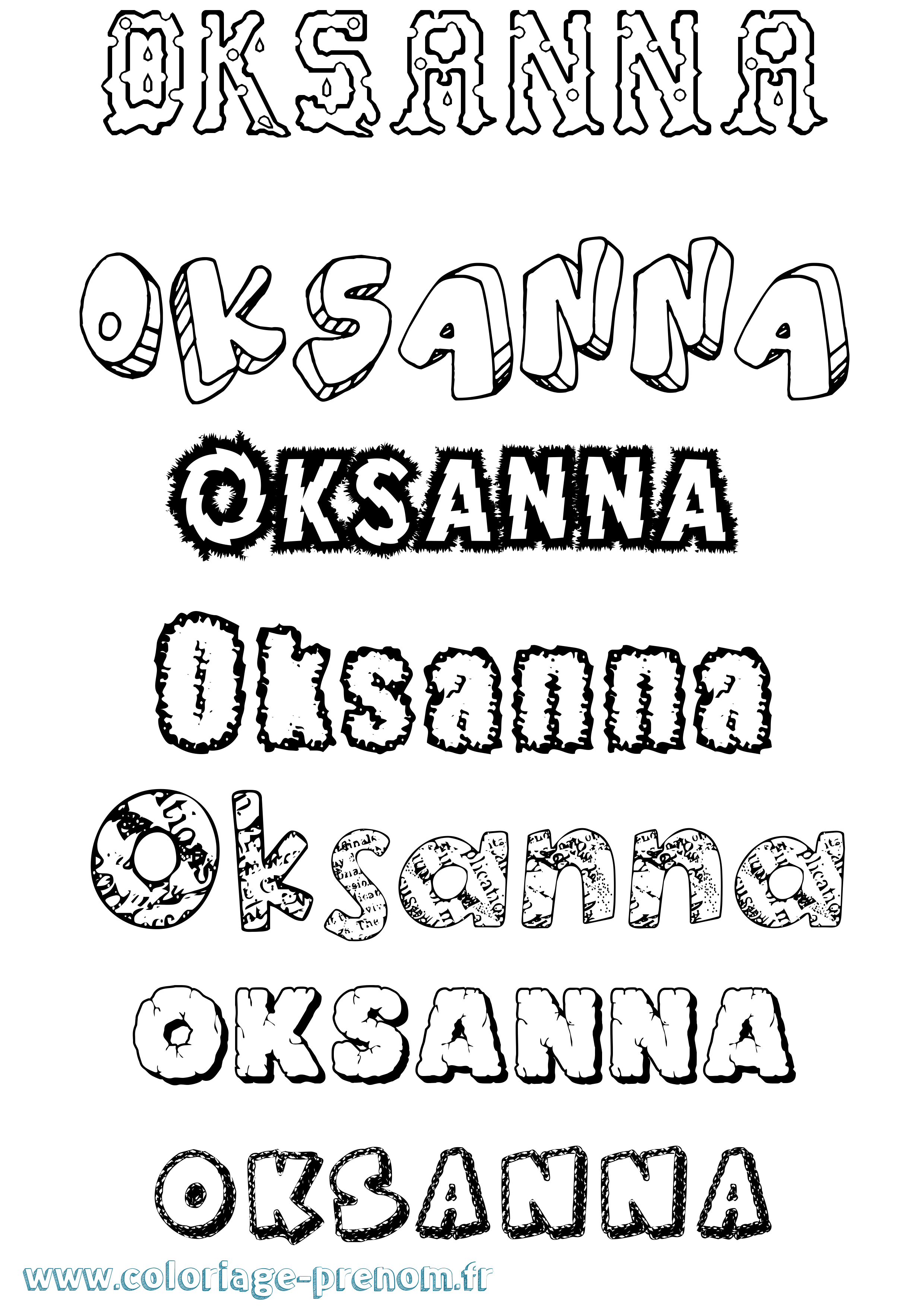 Coloriage Oksanna Destructuré Coloriage prénom Oksanna Destructuré