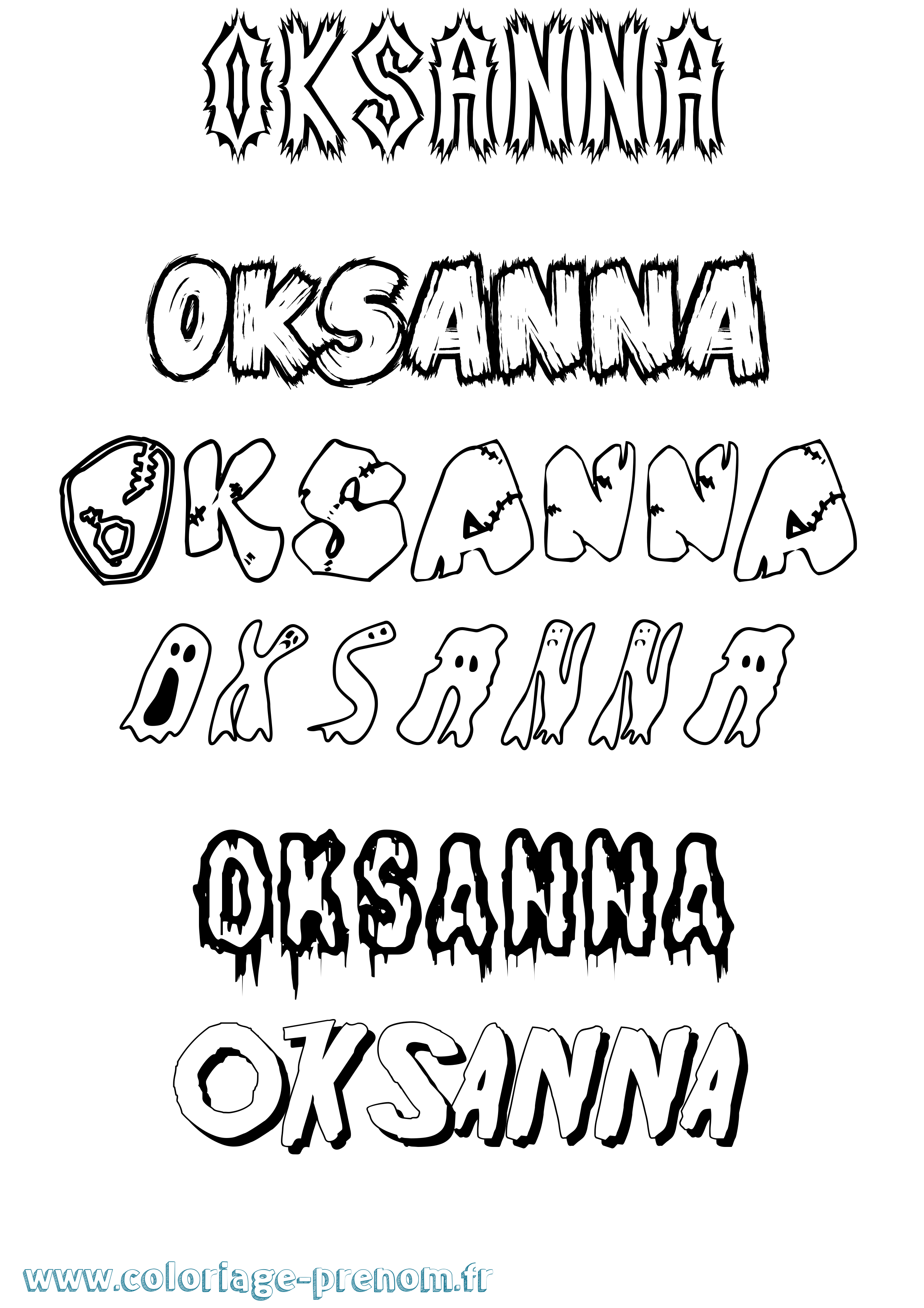 Coloriage Oksanna Frisson Coloriage prénom Oksanna Frisson