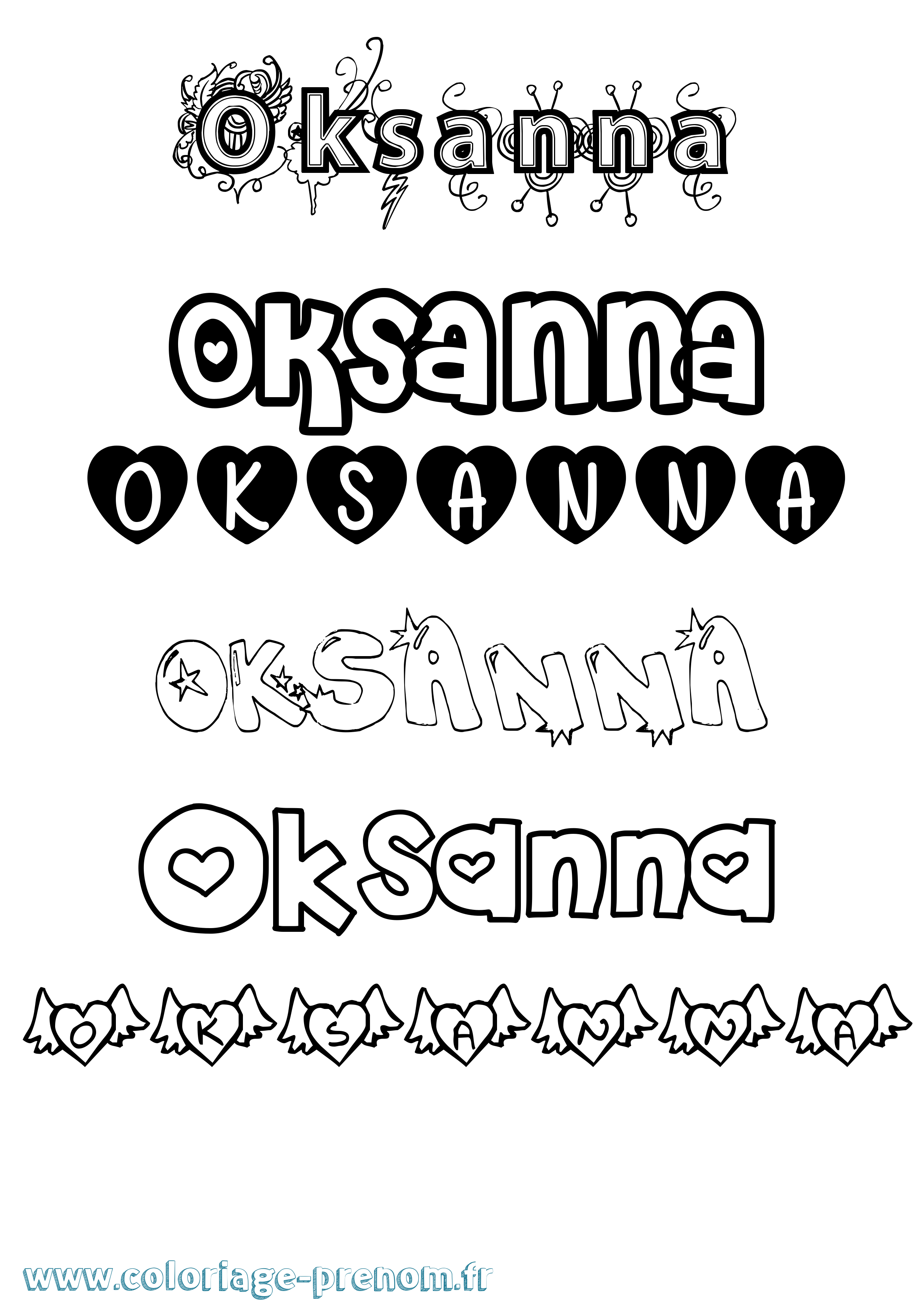 Coloriage Oksanna Girly Coloriage prénom Oksanna Girly