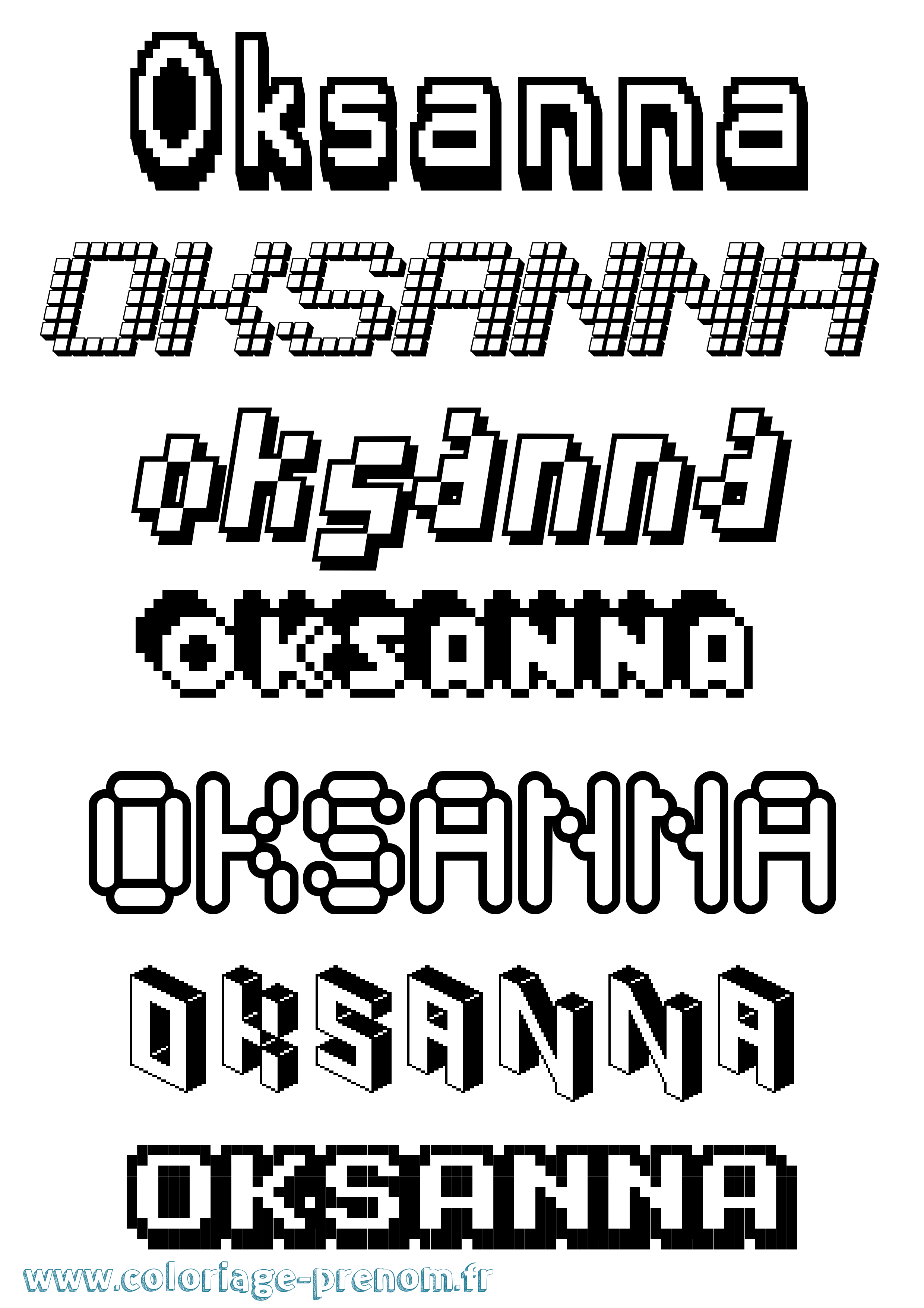 Coloriage Oksanna Pixel Coloriage prénom Oksanna Pixel