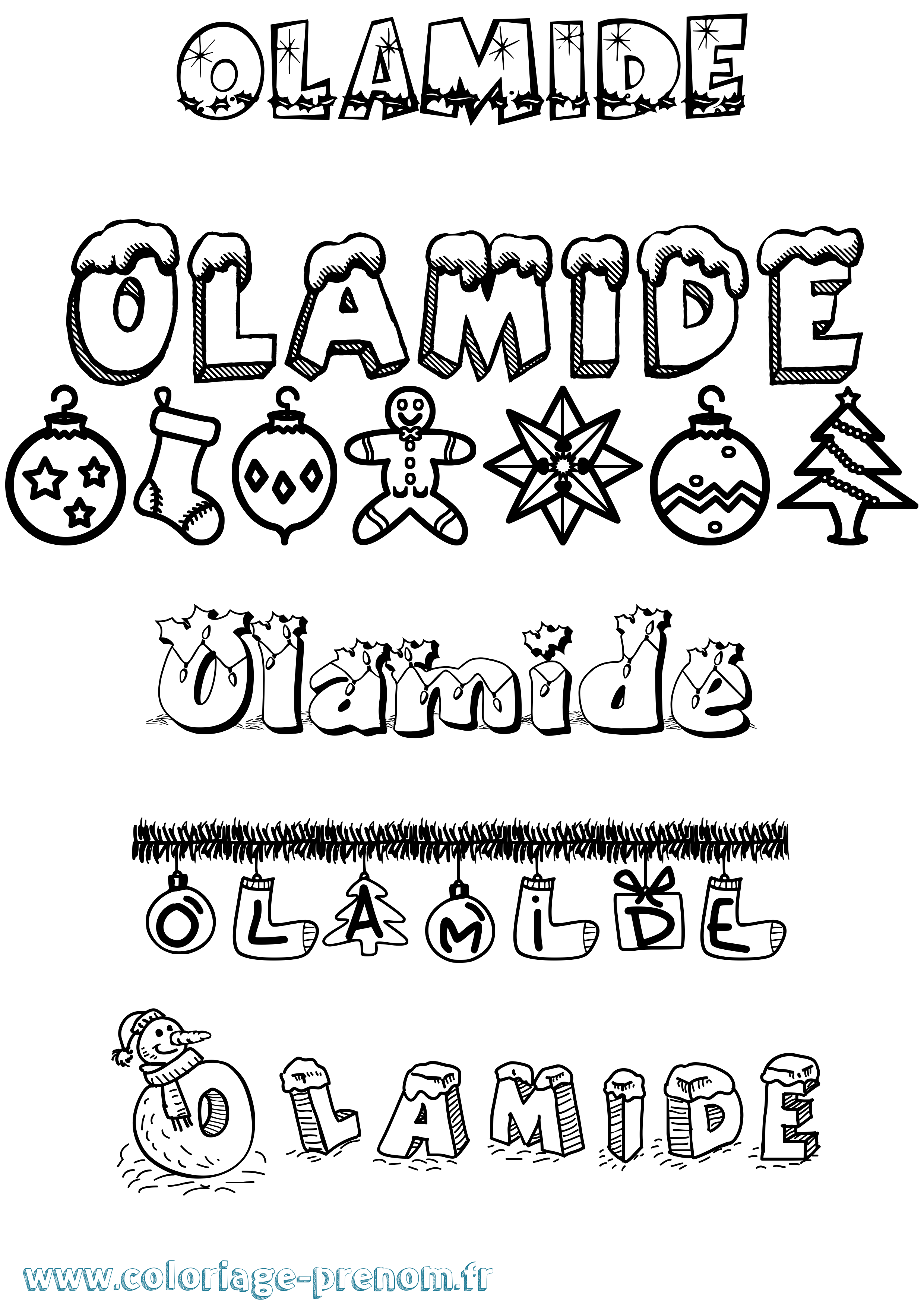 Coloriage Olamide Noël Coloriage prénom Olamide Noël