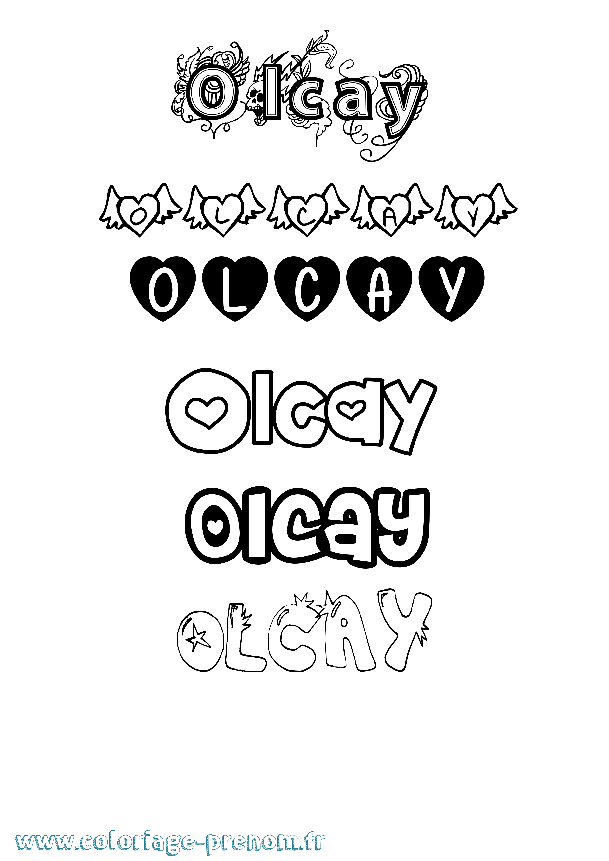 Coloriage Olcay Girly Coloriage prénom Olcay Girly