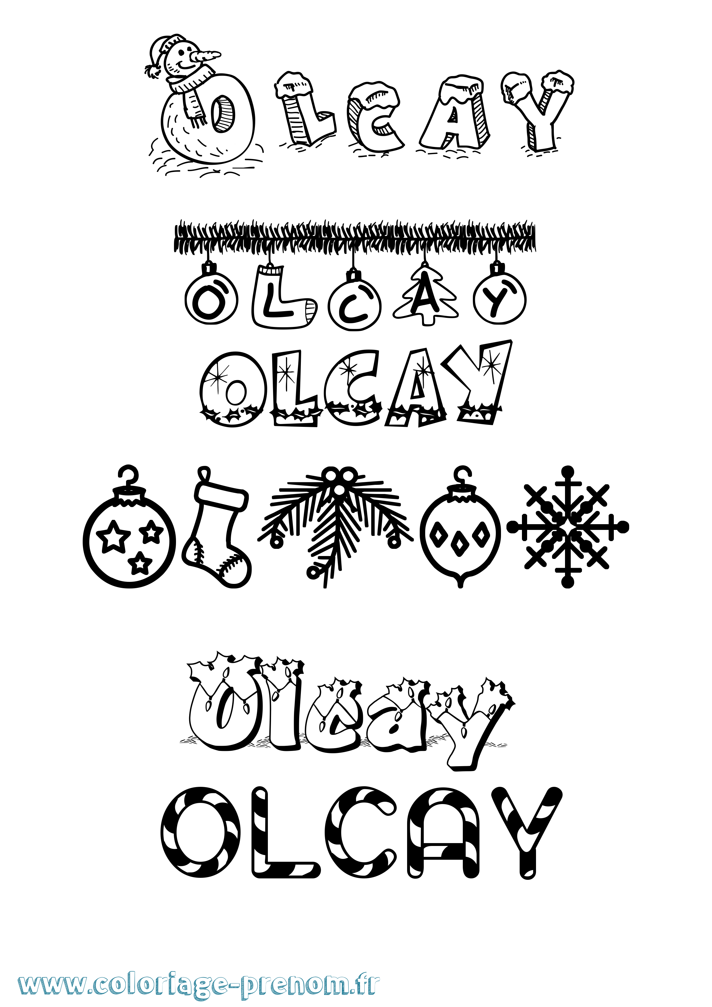 Coloriage Olcay Noël Coloriage prénom Olcay Noël