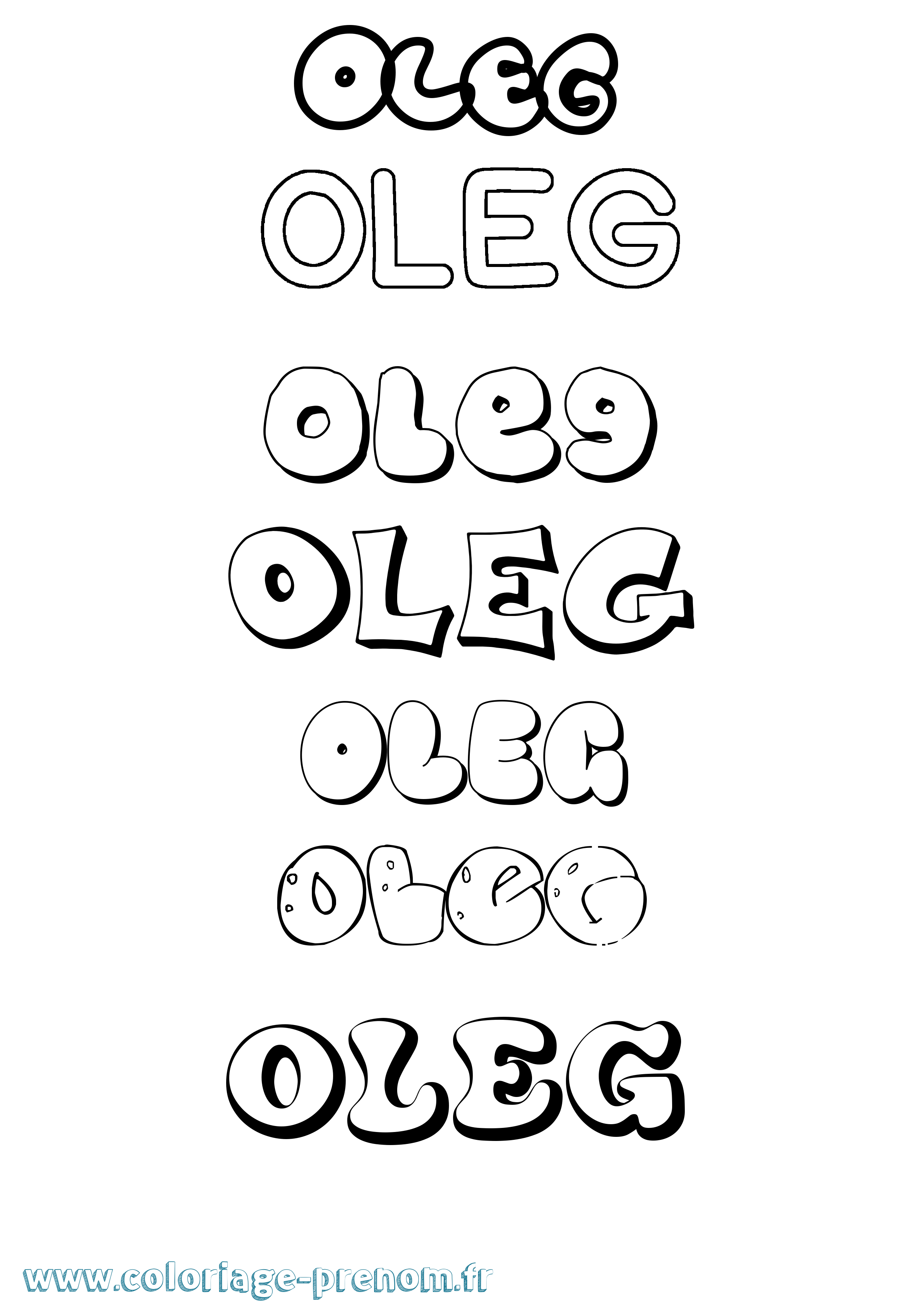 Coloriage Oleg Bubble Coloriage prénom Oleg Bubble