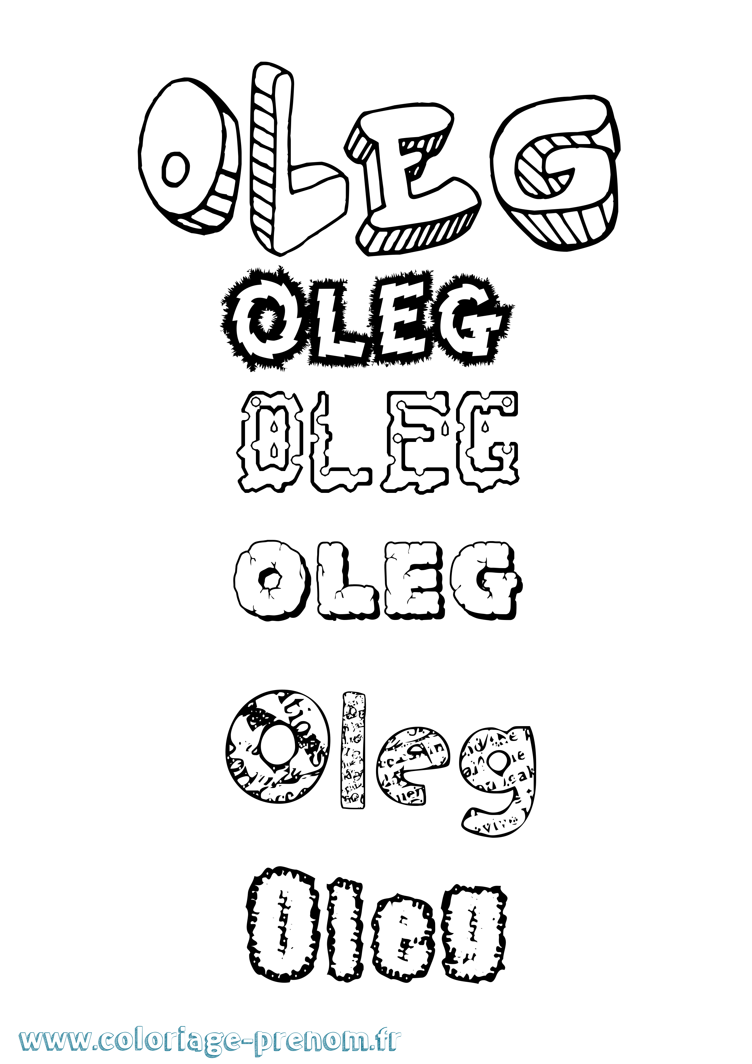 Coloriage Oleg Destructuré Coloriage prénom Oleg Destructuré