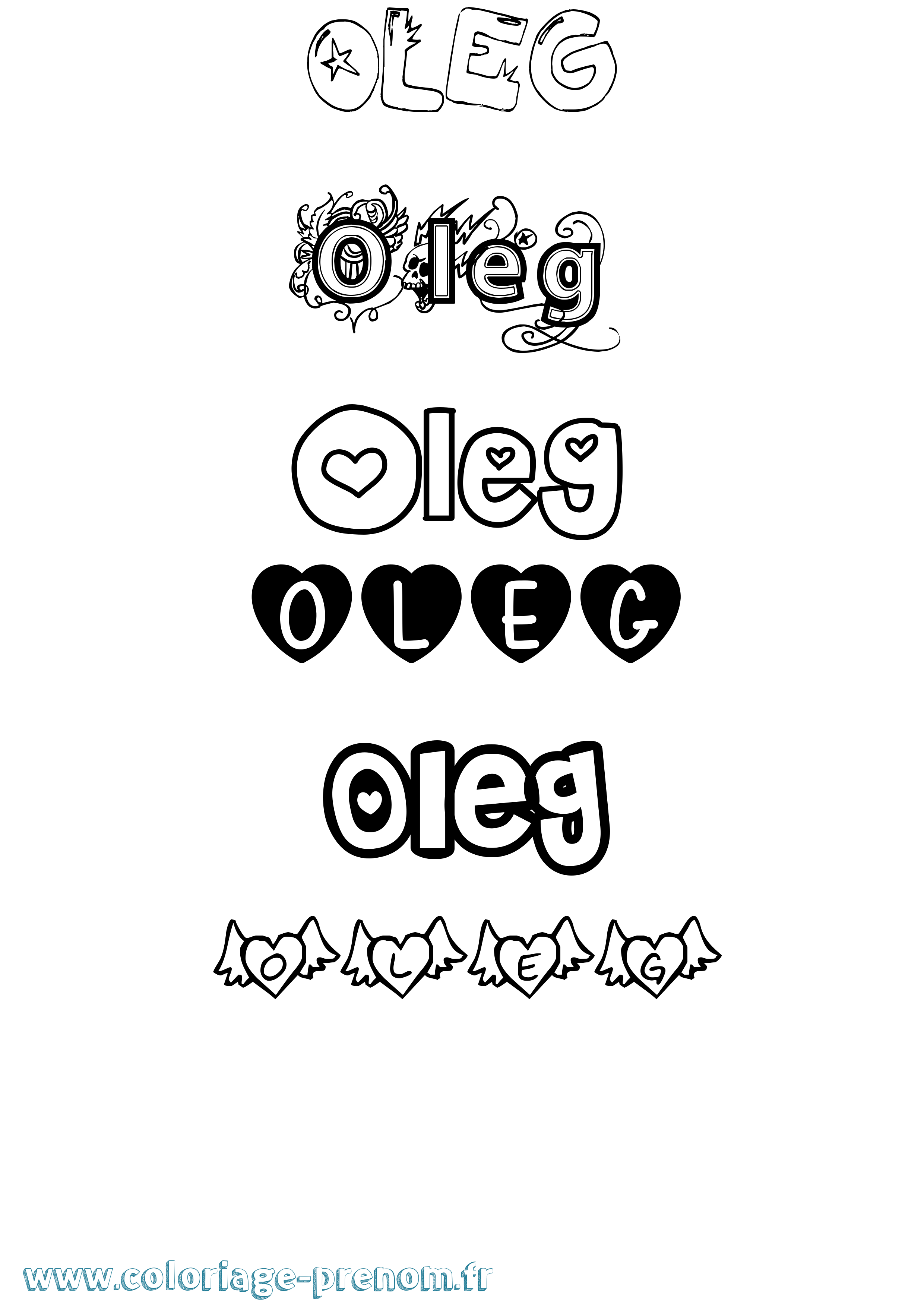 Coloriage Oleg Girly Coloriage prénom Oleg Girly