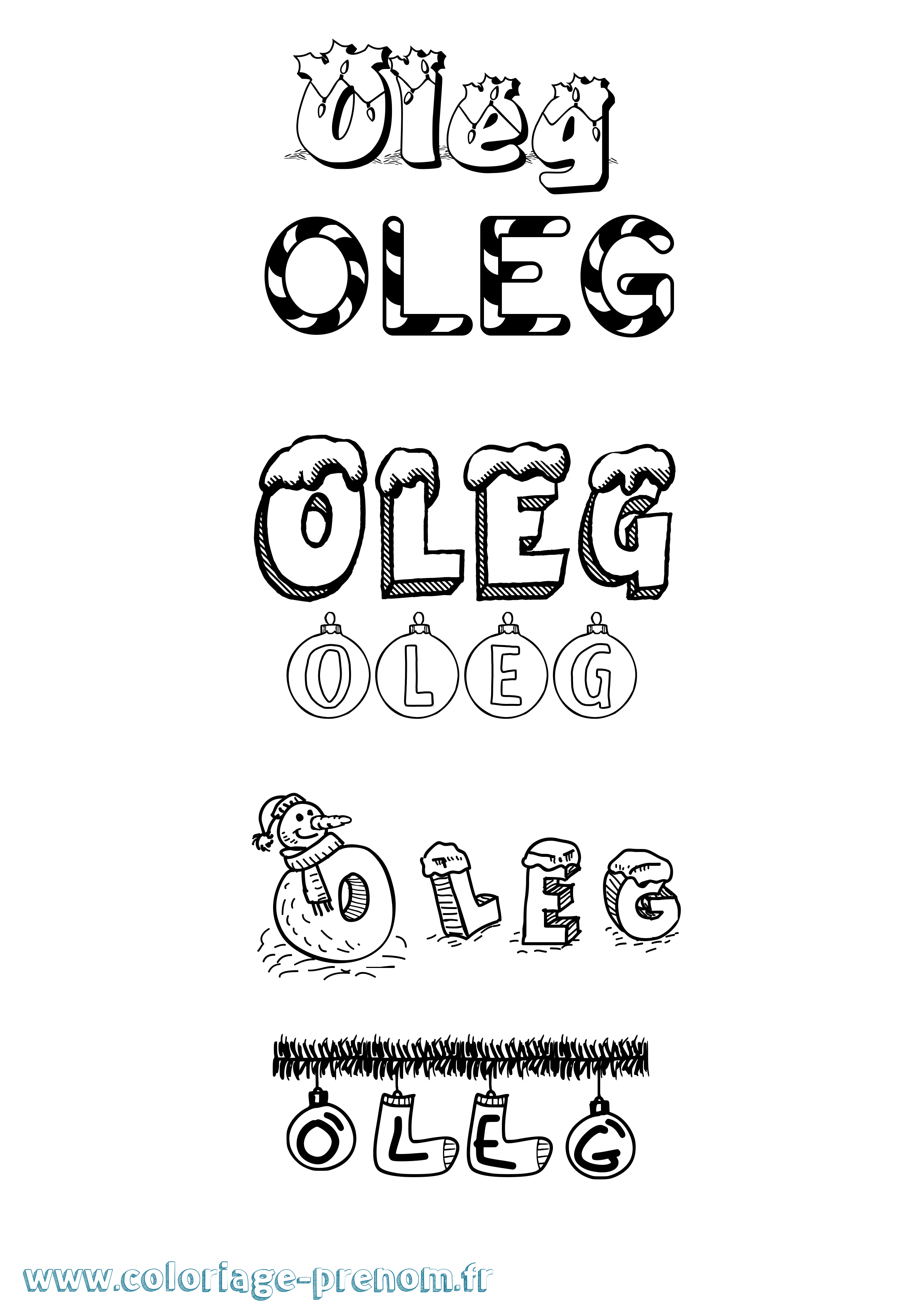 Coloriage Oleg Noël Coloriage prénom Oleg Noël