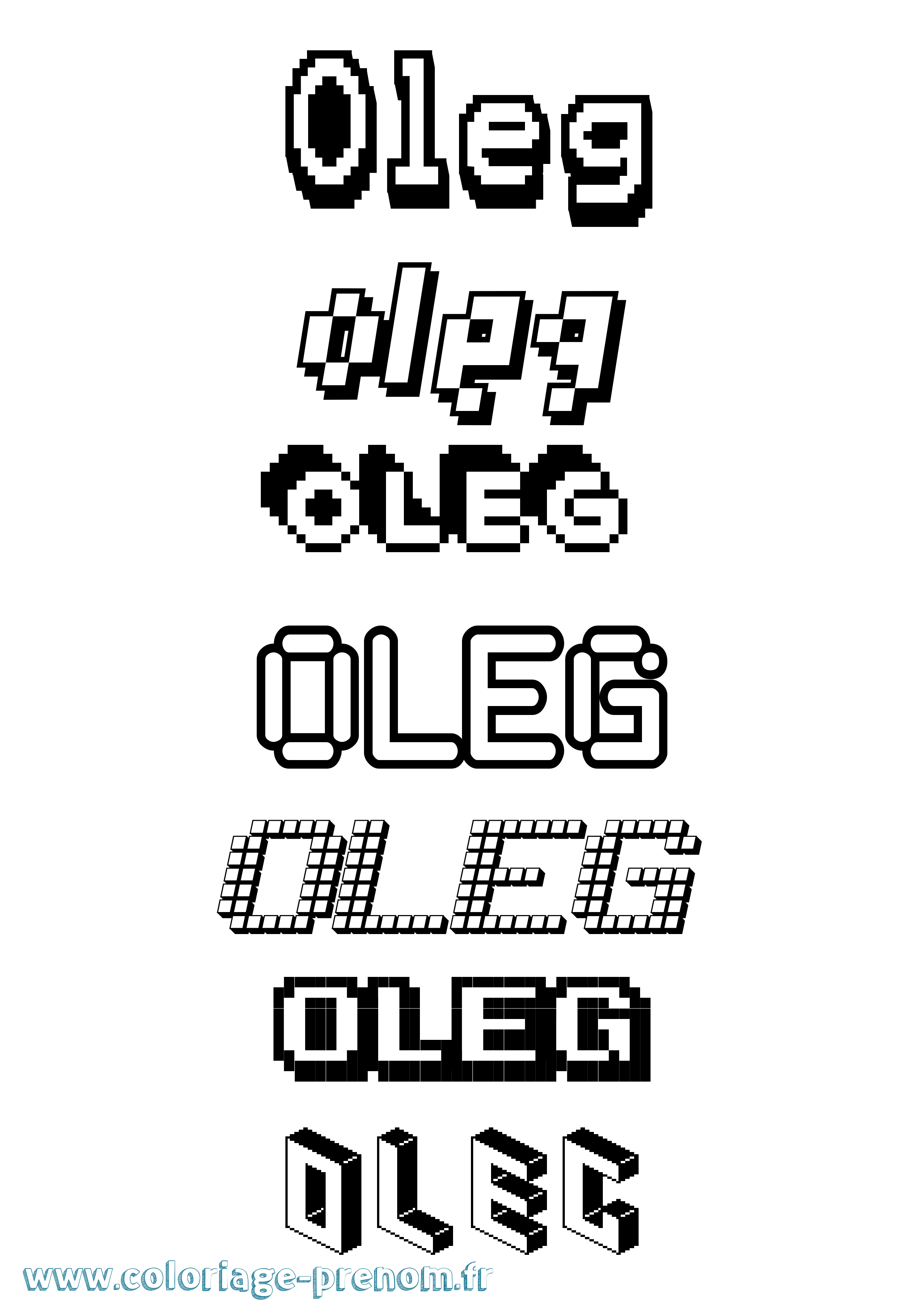 Coloriage Oleg Pixel Coloriage prénom Oleg Pixel