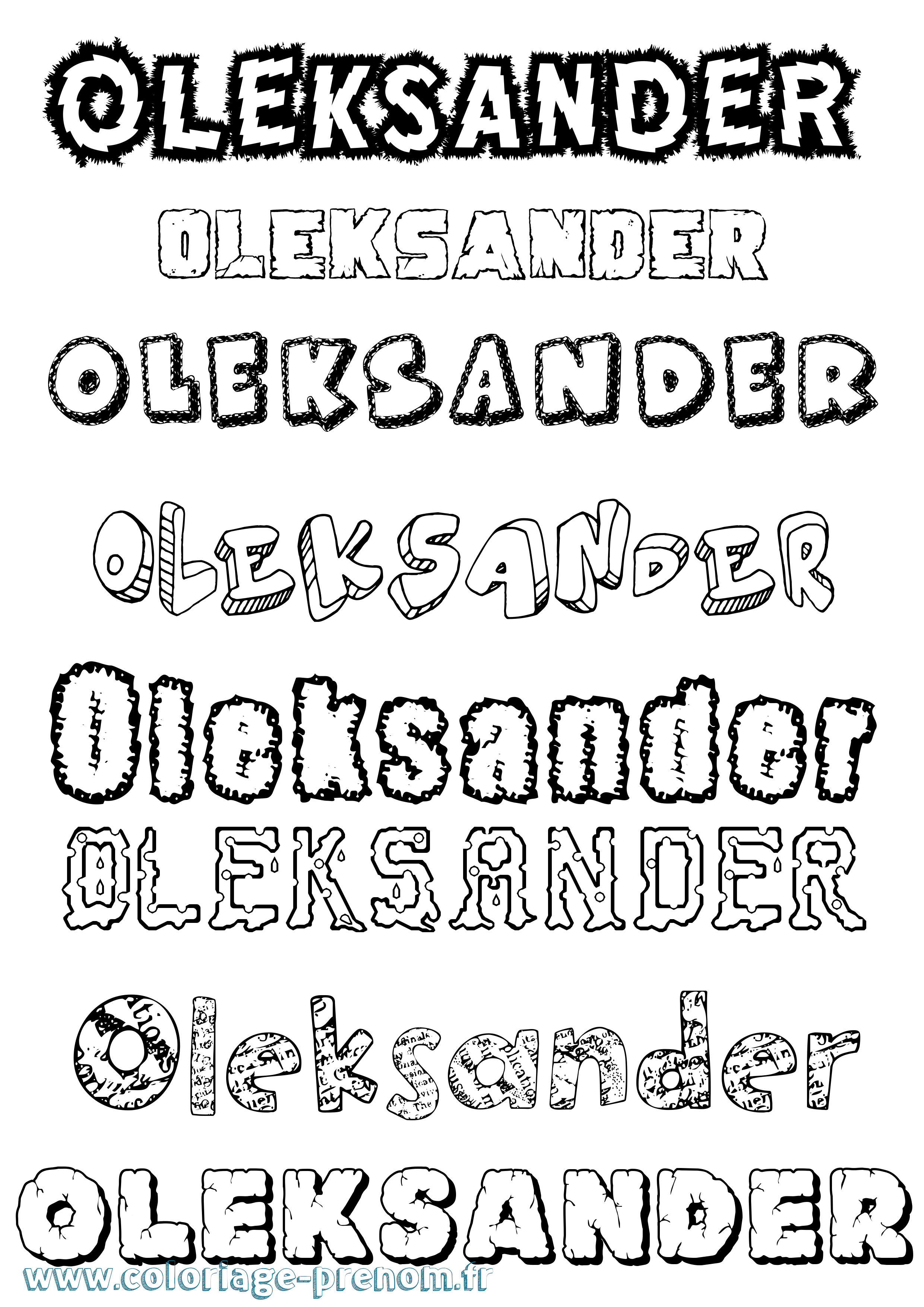 Coloriage Oleksander Destructuré Coloriage prénom Oleksander Destructuré