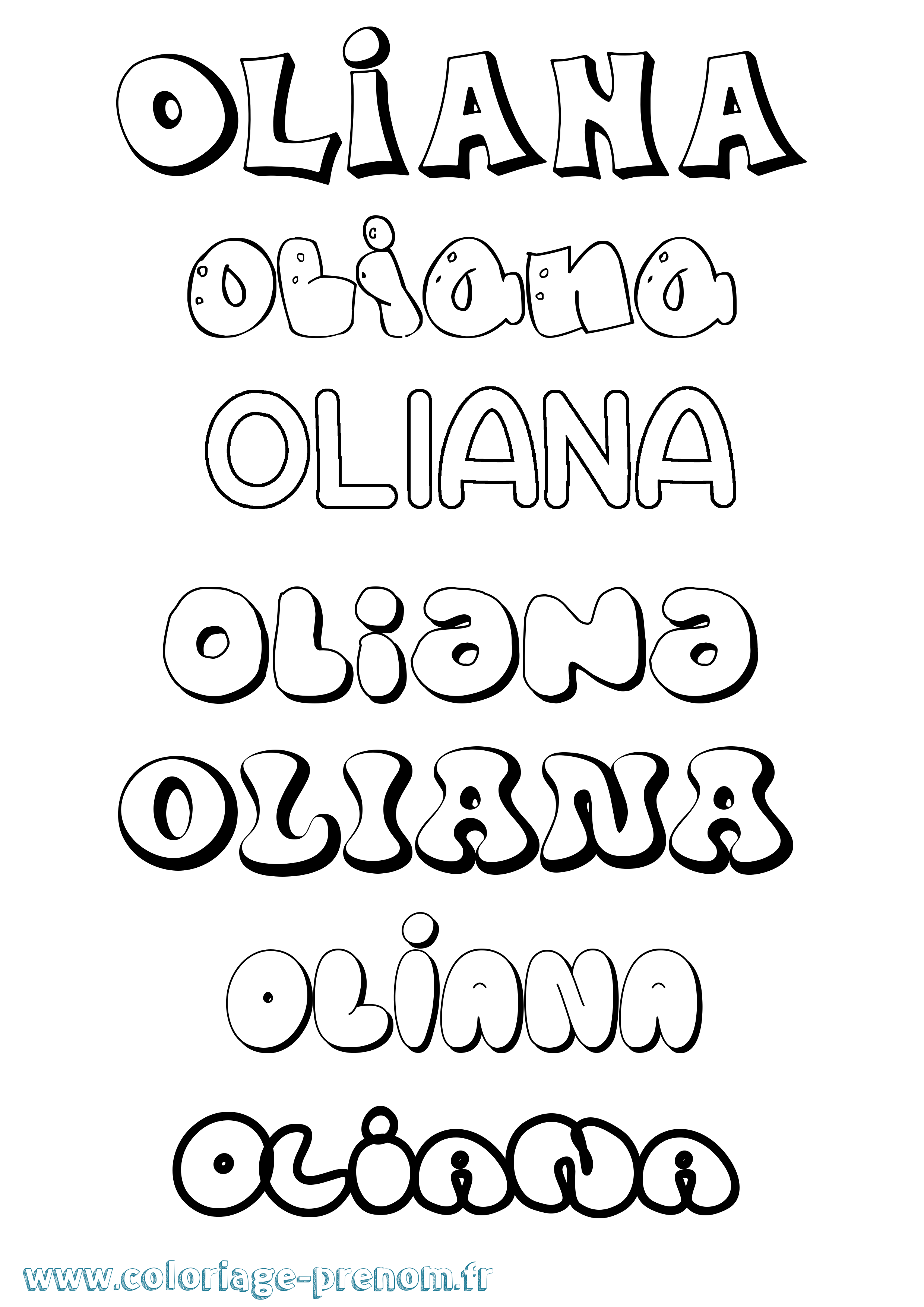 Coloriage Oliana Bubble Coloriage prénom Oliana Bubble