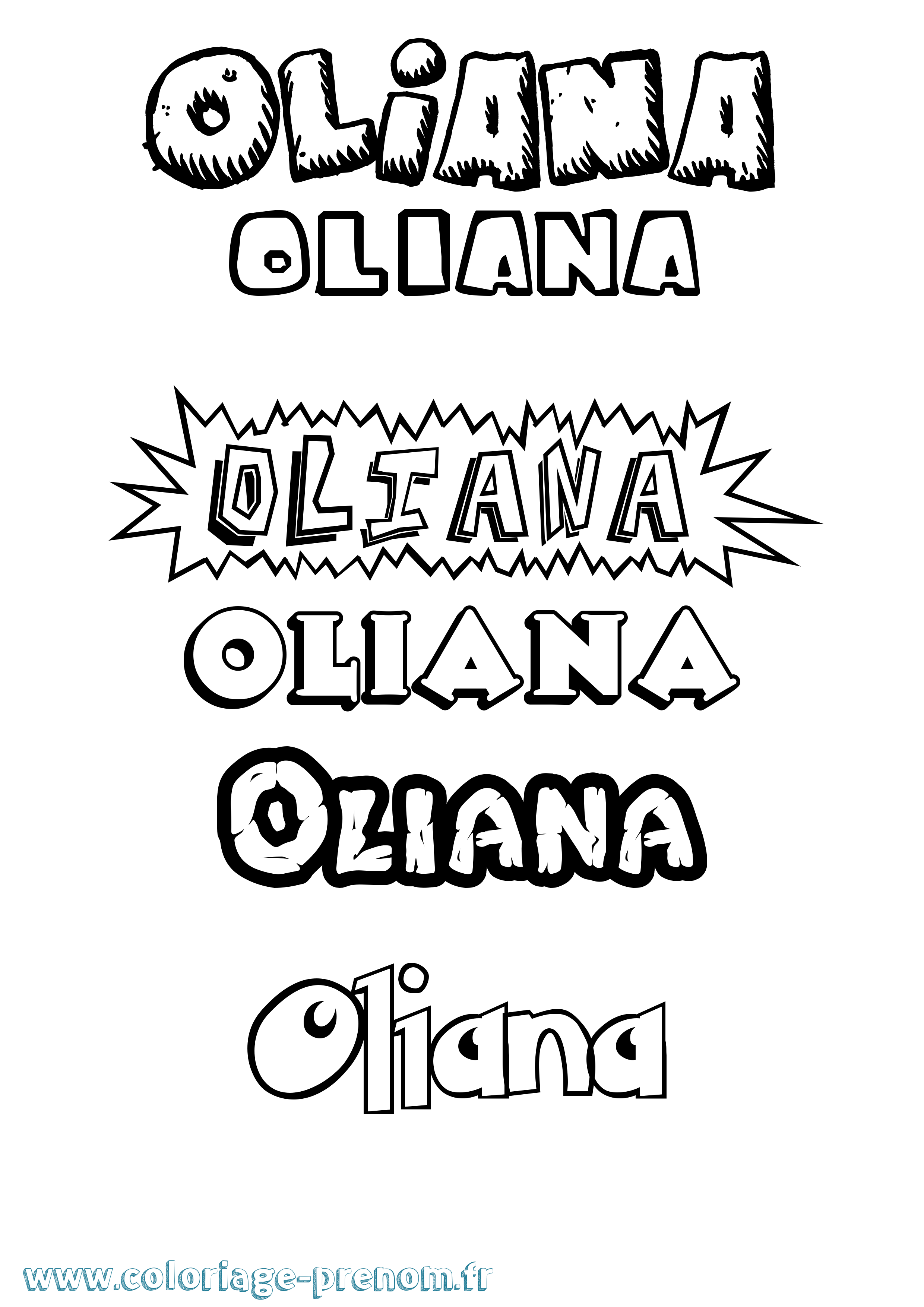 Coloriage Oliana Dessin Animé Coloriage prénom Oliana Dessin Animé