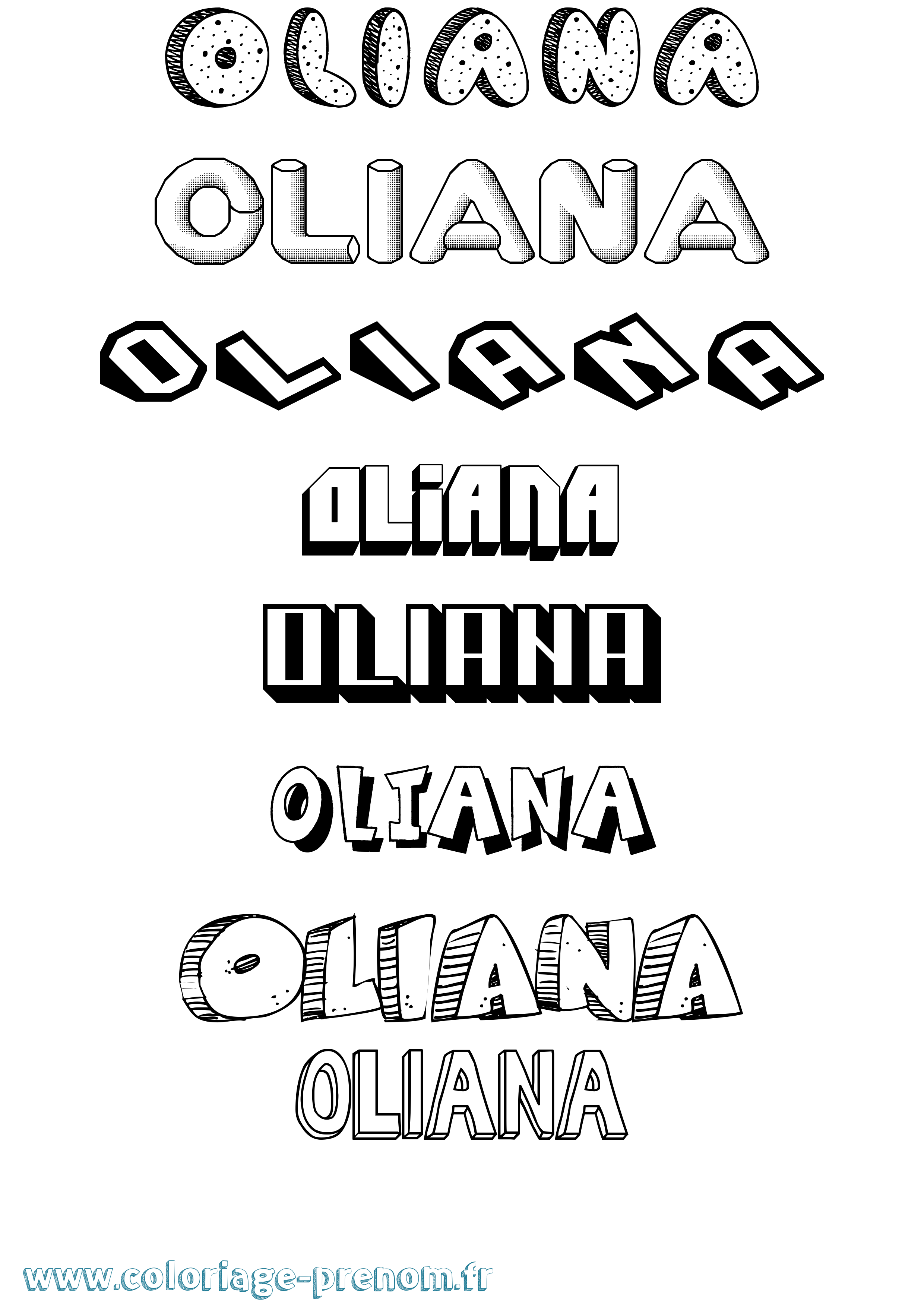 Coloriage Oliana Effet 3D Coloriage prénom Oliana Effet 3D