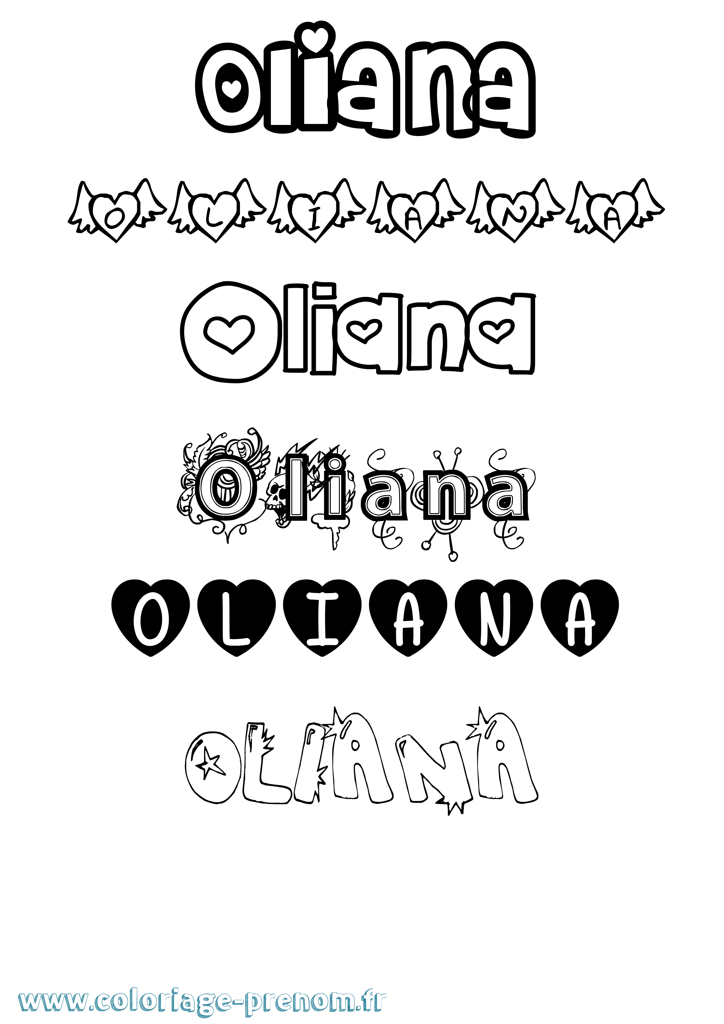 Coloriage Oliana Girly Coloriage prénom Oliana Girly