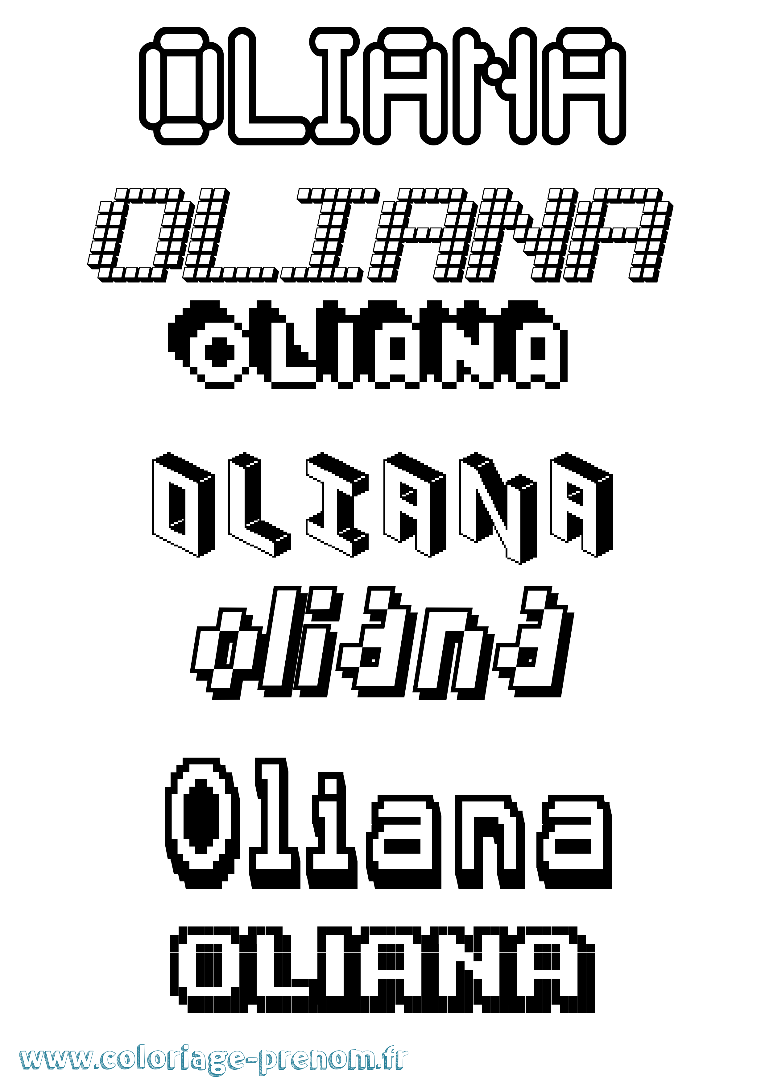 Coloriage Oliana Pixel Coloriage prénom Oliana Pixel